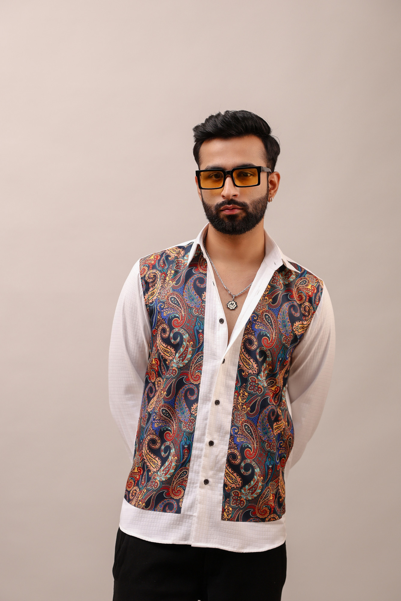 Print Patched Motif Shirt