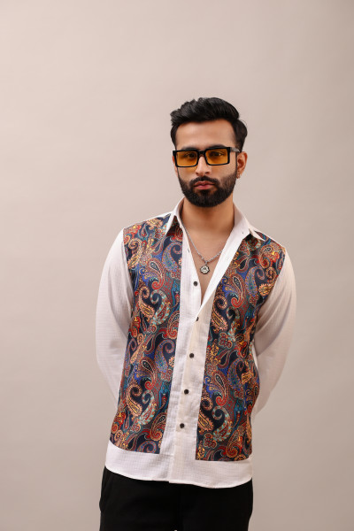 Print Patched Motif Shirt