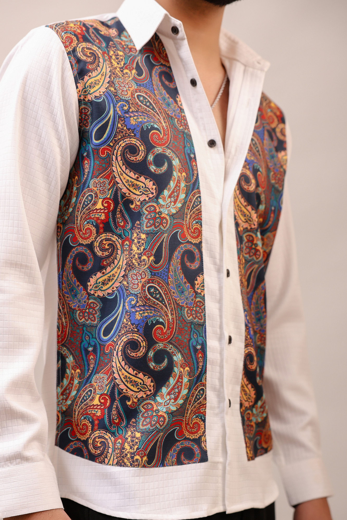 Print Patched Motif Shirt