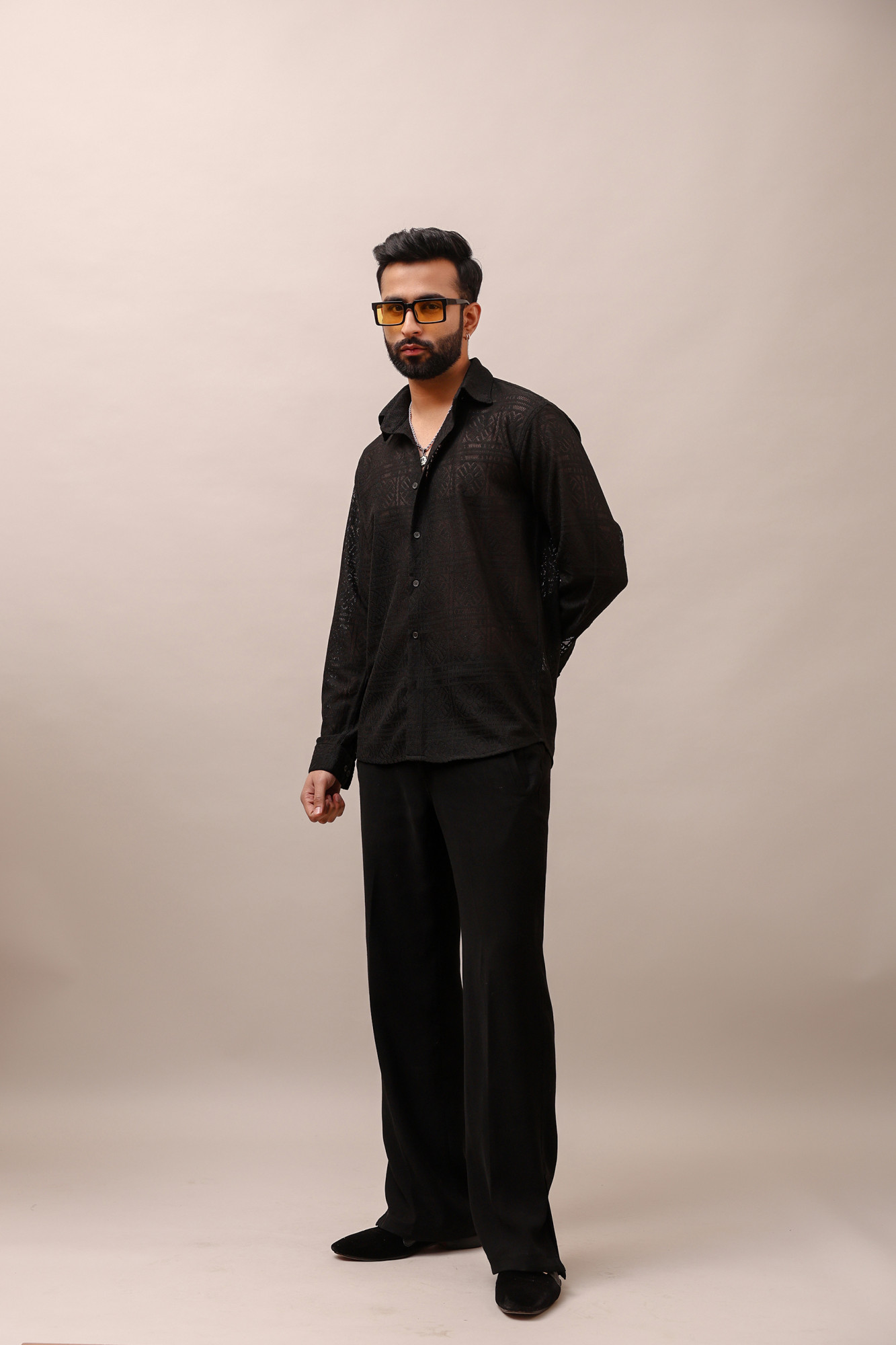 Black Crochet Shirt