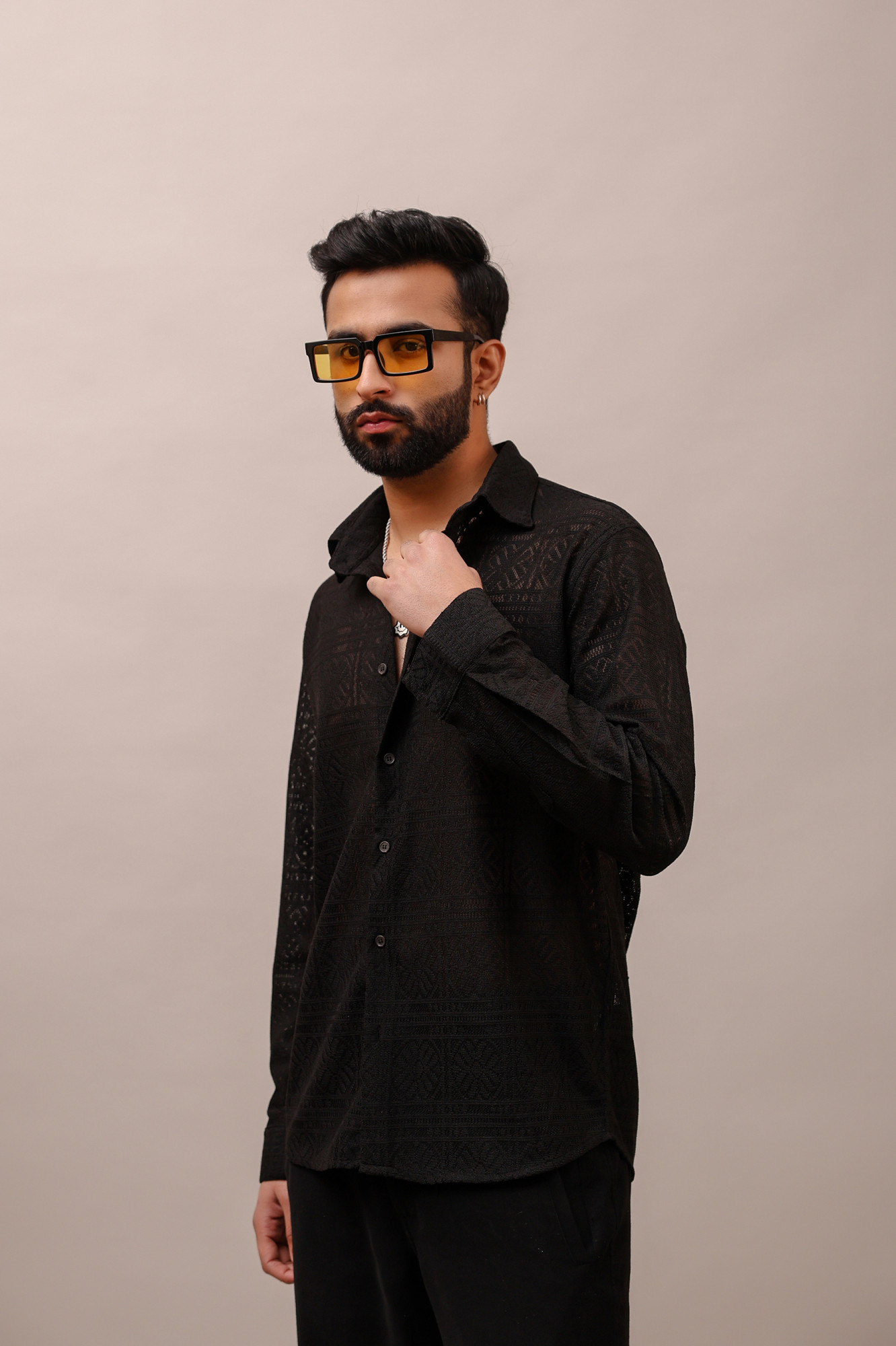 Black Crochet Shirt