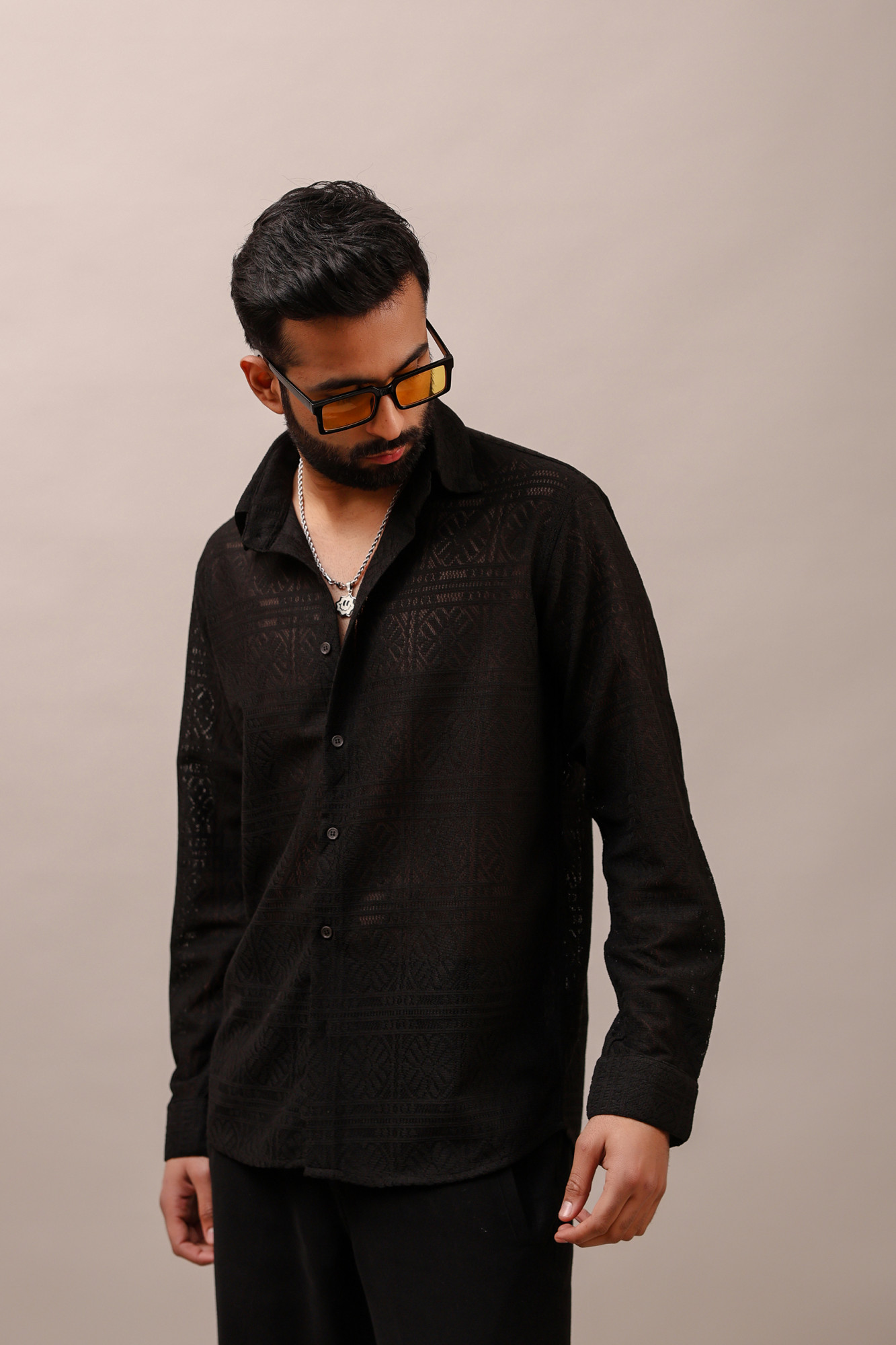 Black Crochet Shirt