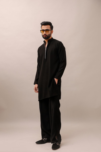 Zed Black Chained Kurta