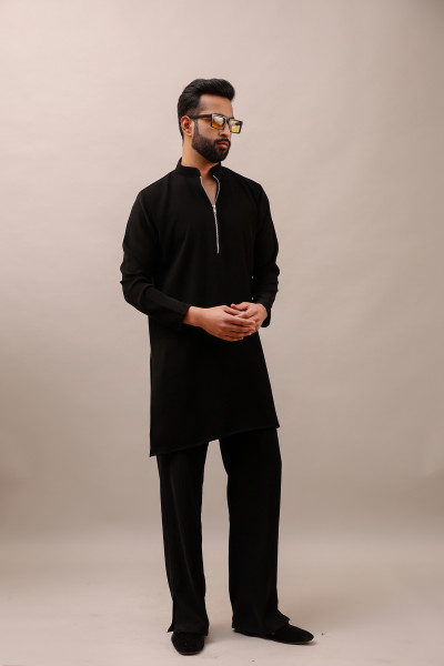 Zed Black Chained Kurta