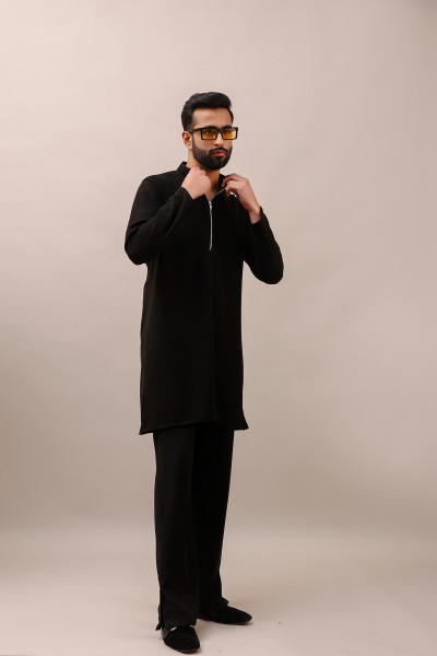 Zed Black Chained Kurta