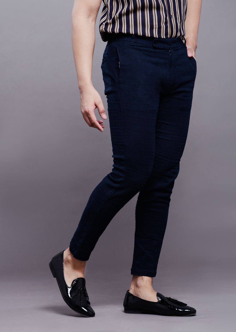 Mens Textured pants in blue