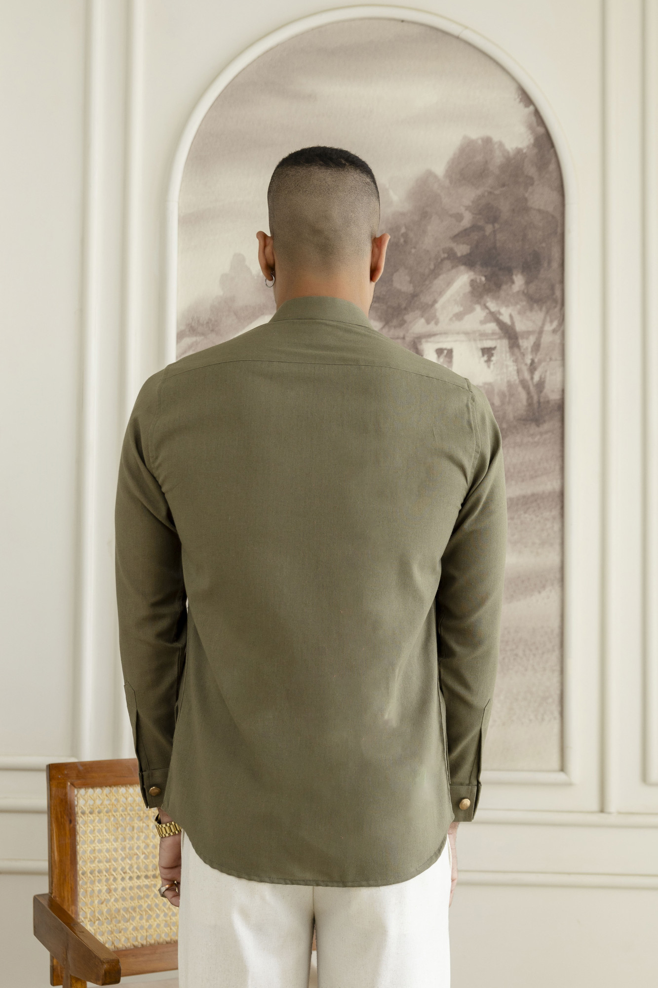 Royal Linen Shacket In Olive