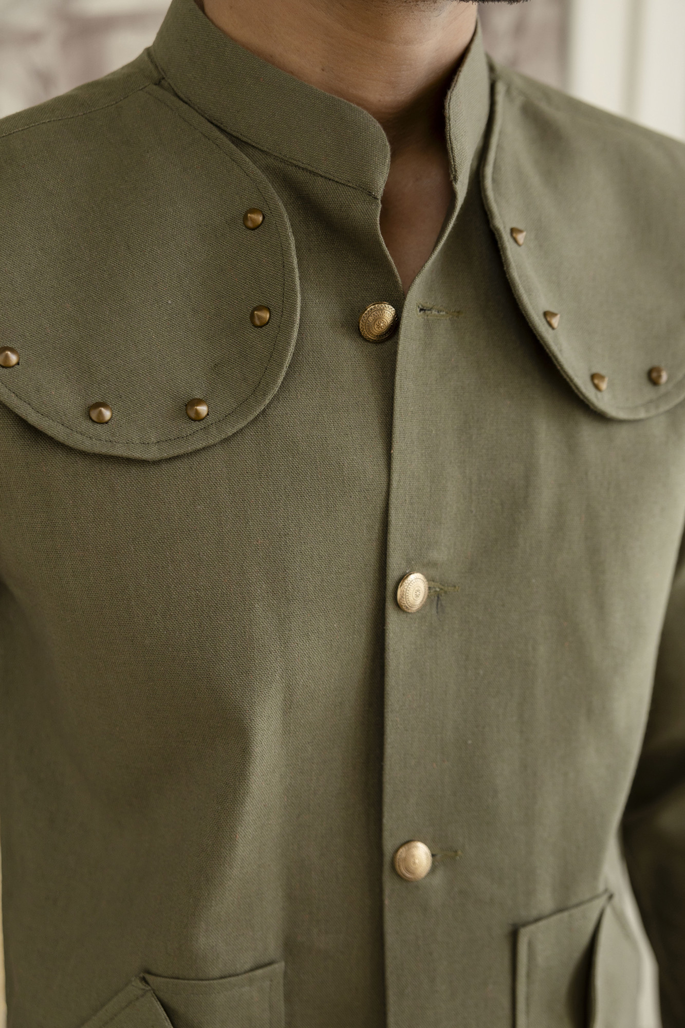 Royal Linen Shacket In Olive