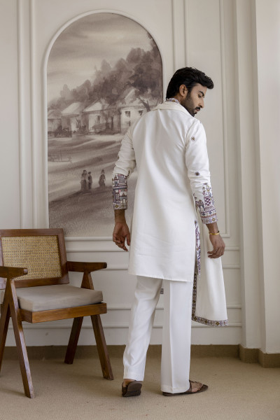 Embroidered Kurta with Dupatta In White