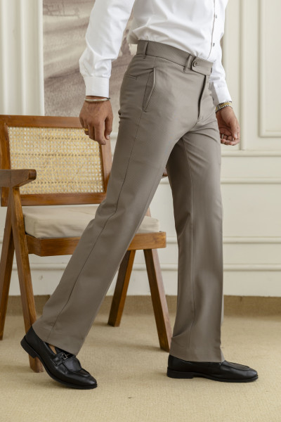 Striped Bootcut Pants In Dark Beige