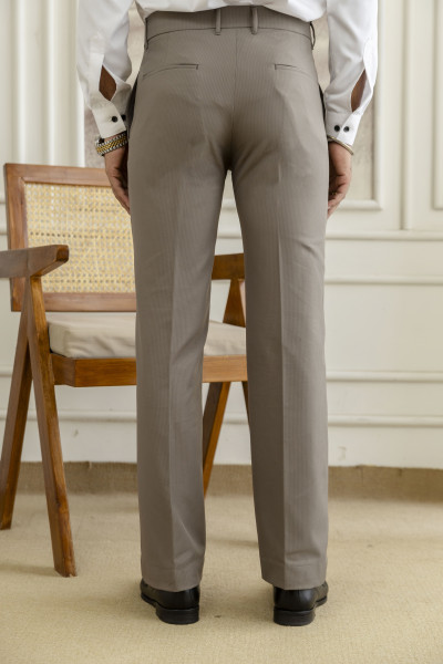 Striped Bootcut Pants In Dark Beige