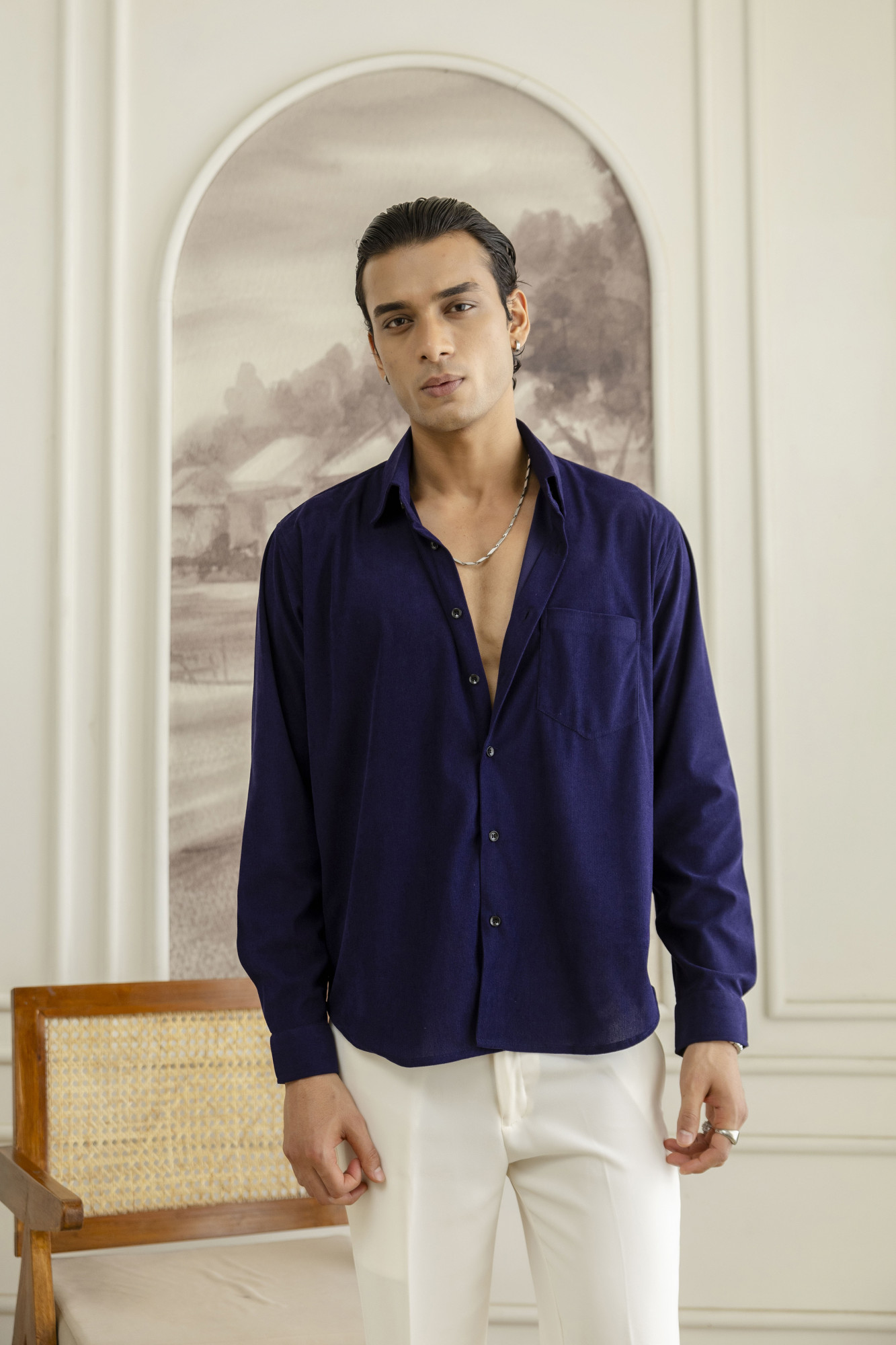 Micro Corduroy Shirt In Violet