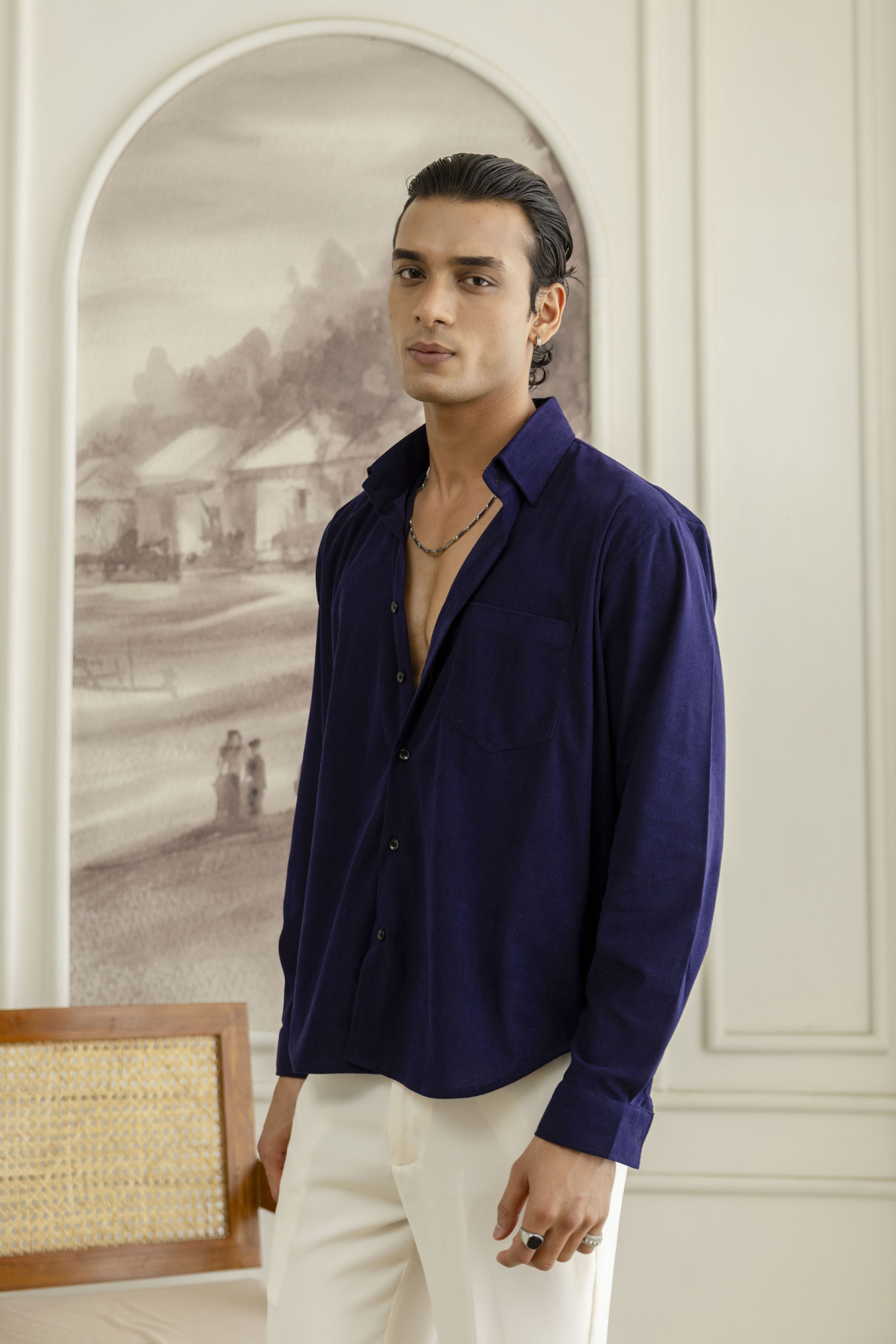 Micro Corduroy Shirt In Violet