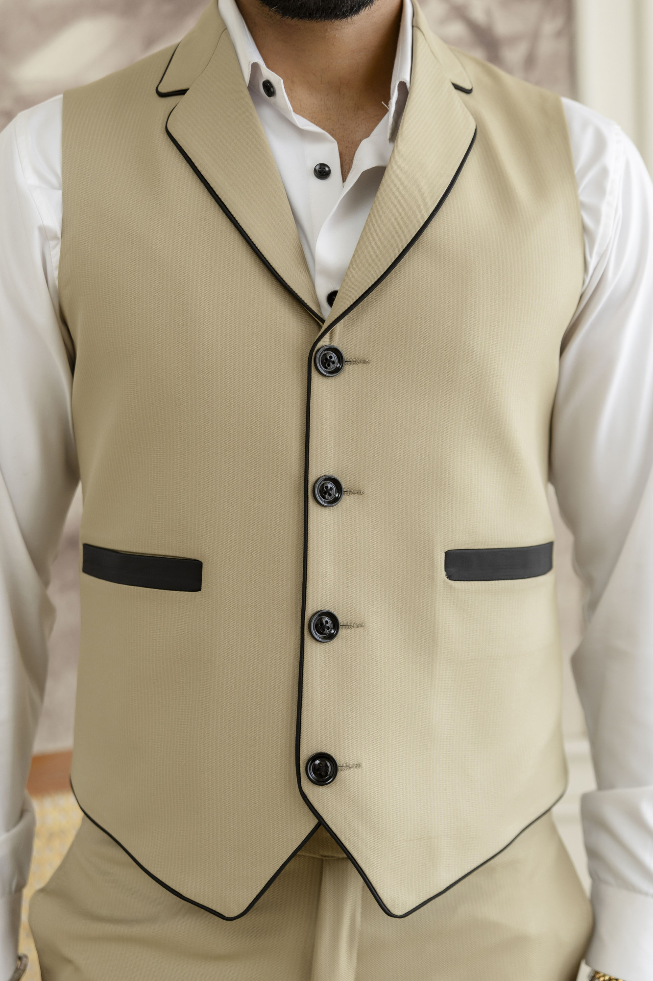Striped Waistcoat In khaki
