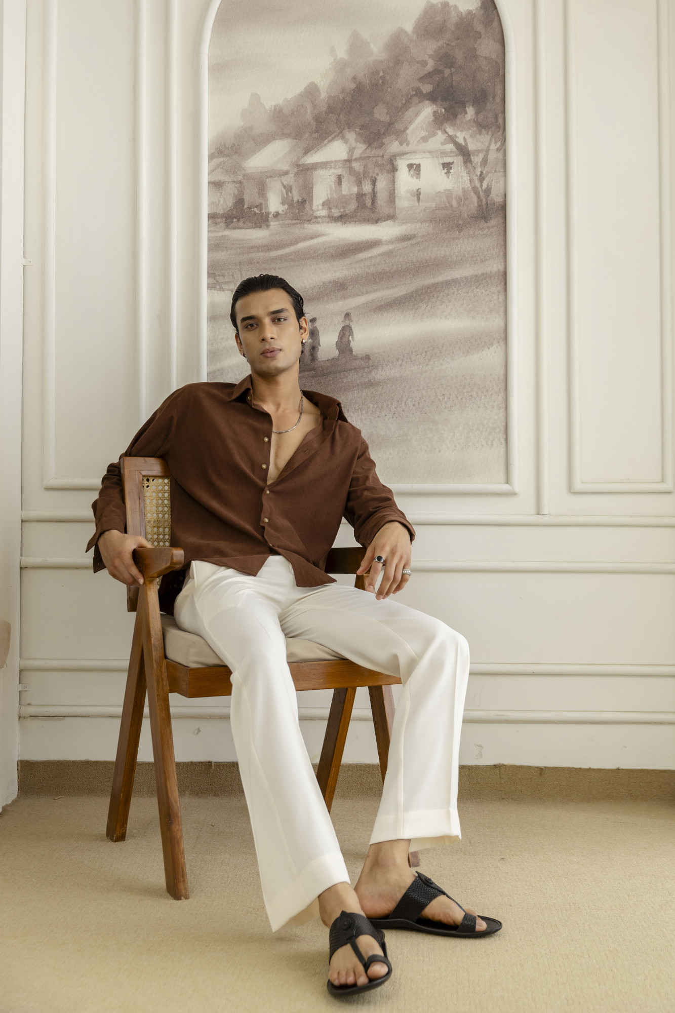 Micro Corduroy Relax Shirt In Brown