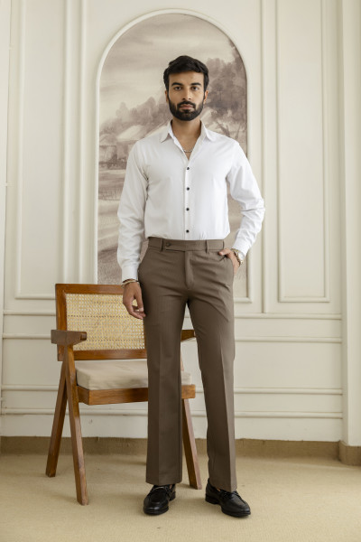 Striped Bootcut Pants In Dark Walnut