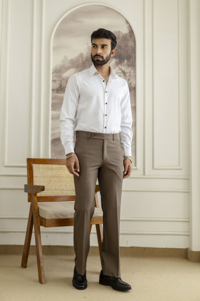 Striped Bootcut Pants In Dark Walnut