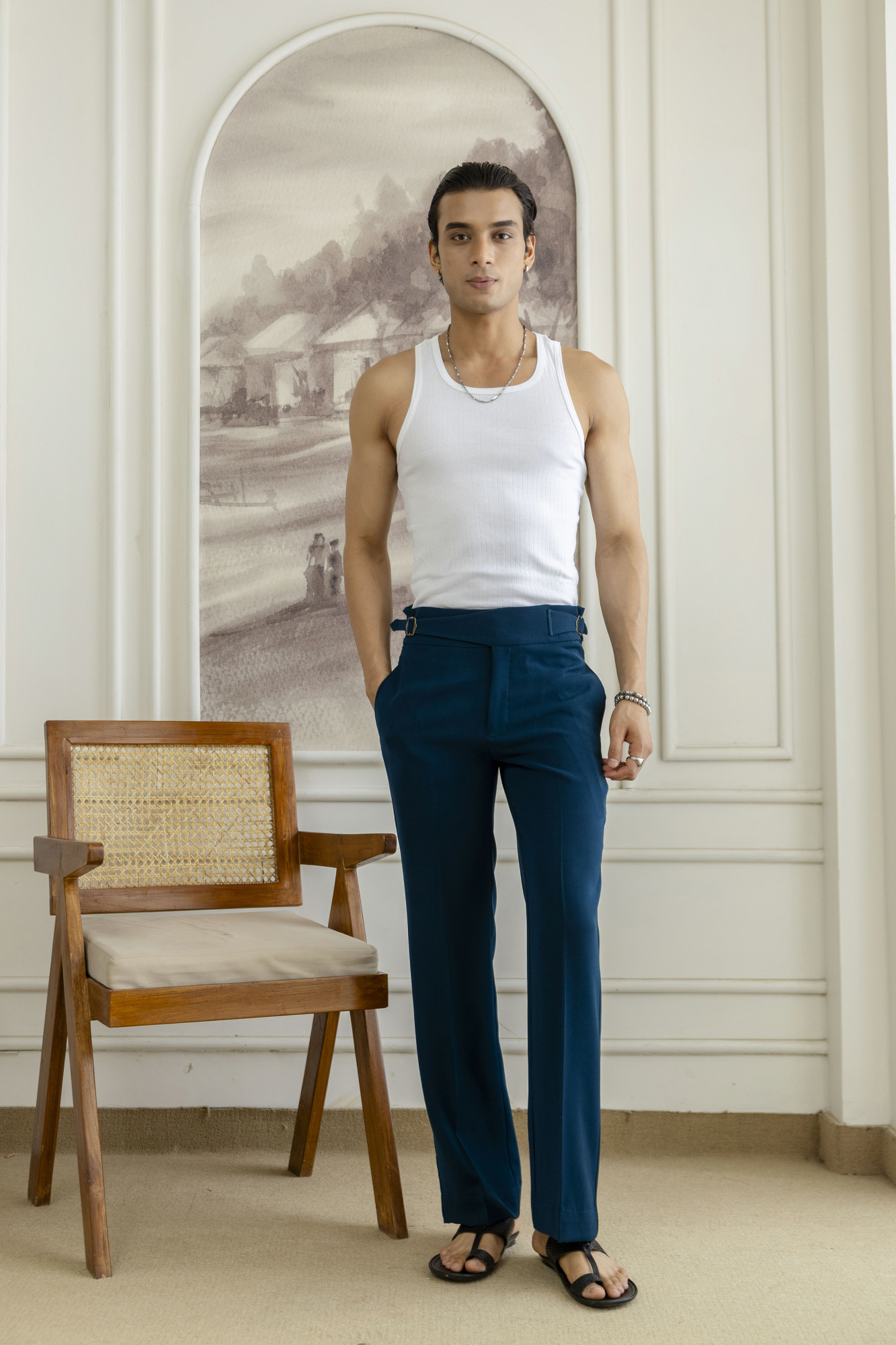 Japanese Bootcut Fit Gurkha Pants In Teal