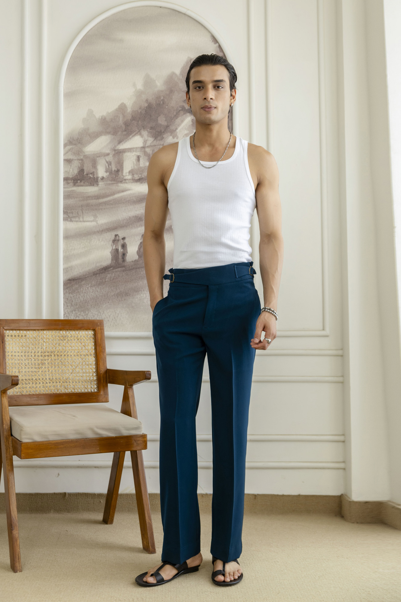 Japanese Bootcut Fit Gurkha Pants In Teal