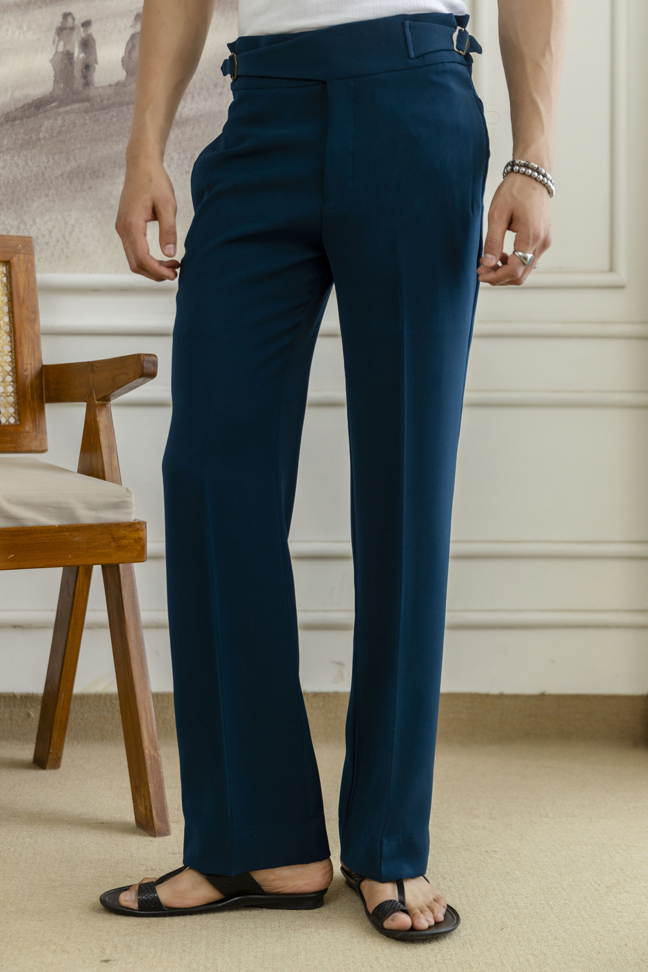 Japanese Bootcut Fit Gurkha Pants In Teal