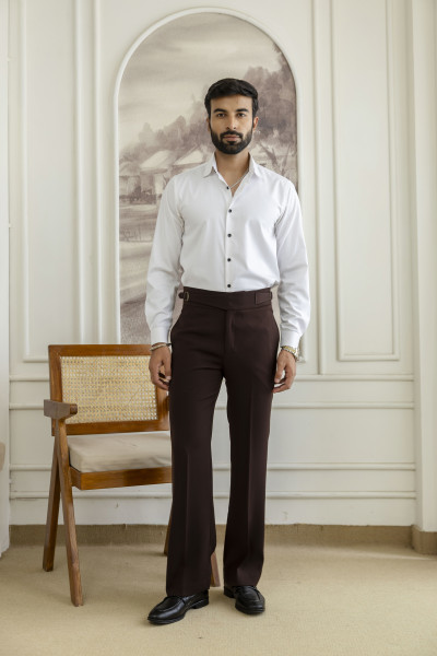 Japanese Bootcut Fit Gurkha Pants In Dark Brown