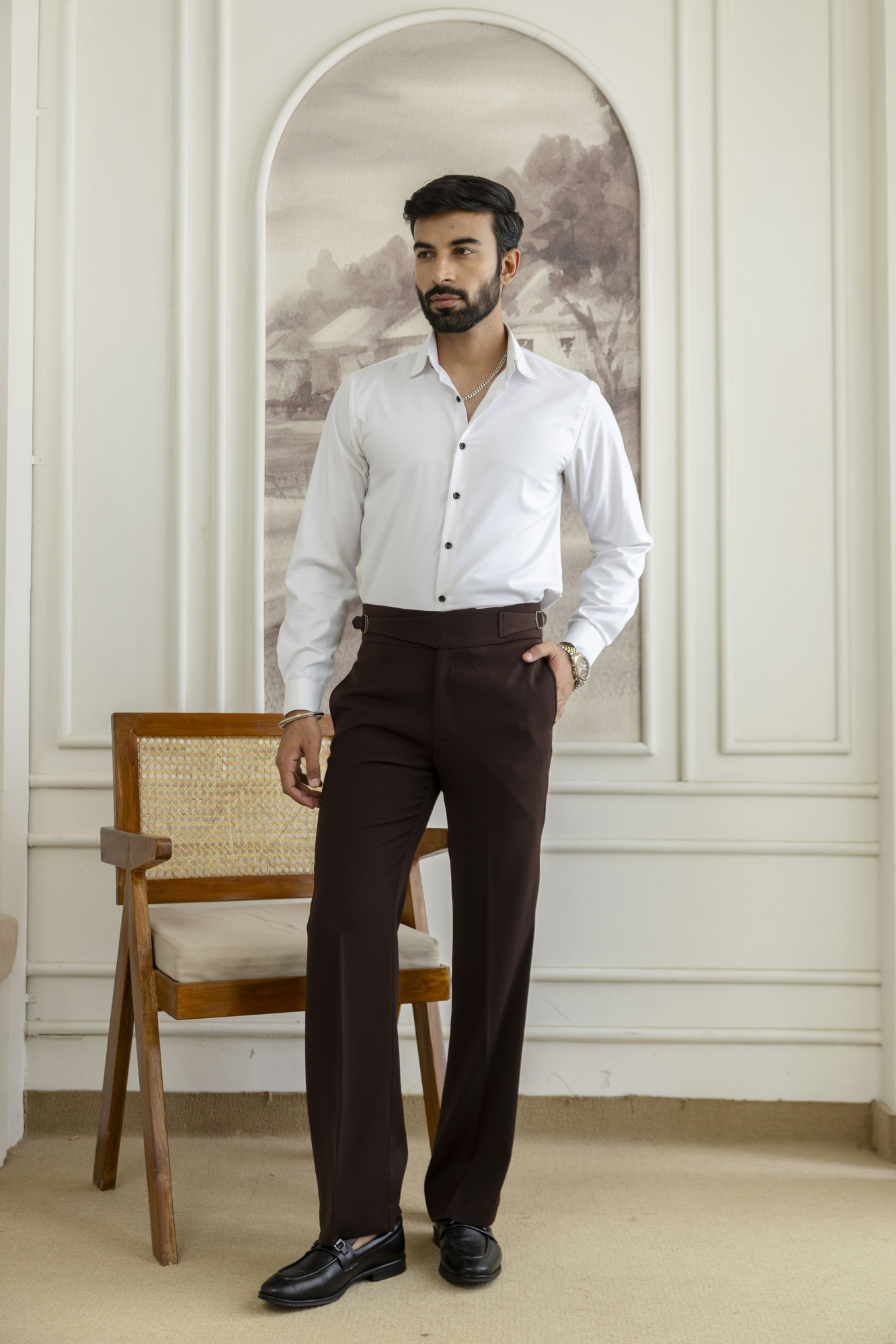 Japanese Bootcut Fit Gurkha Pants In Dark Brown