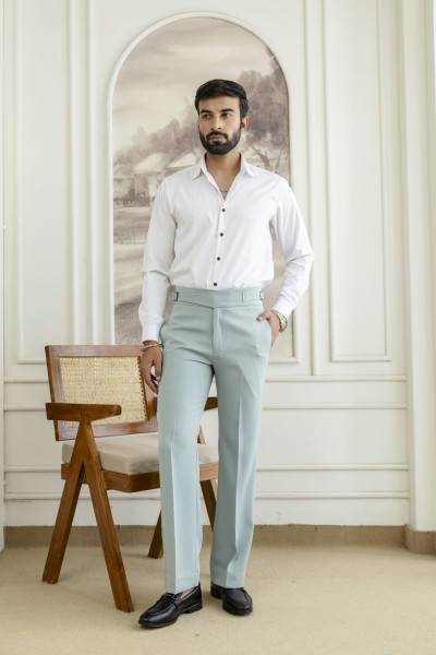 Japanese Bootcut Fit Gurkha Pants In Mint Green