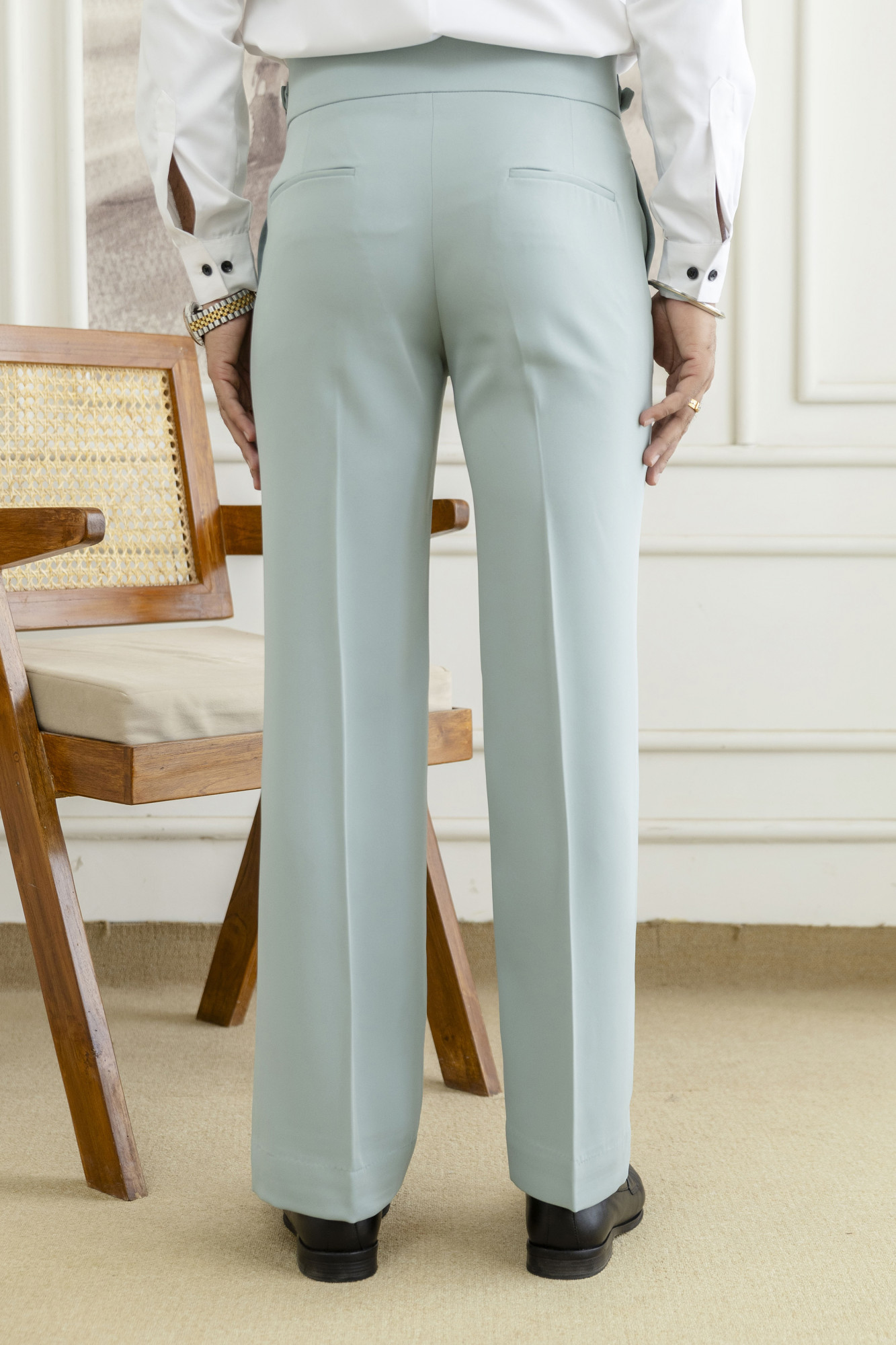 Japanese Bootcut Fit Gurkha Pants In Mint Green