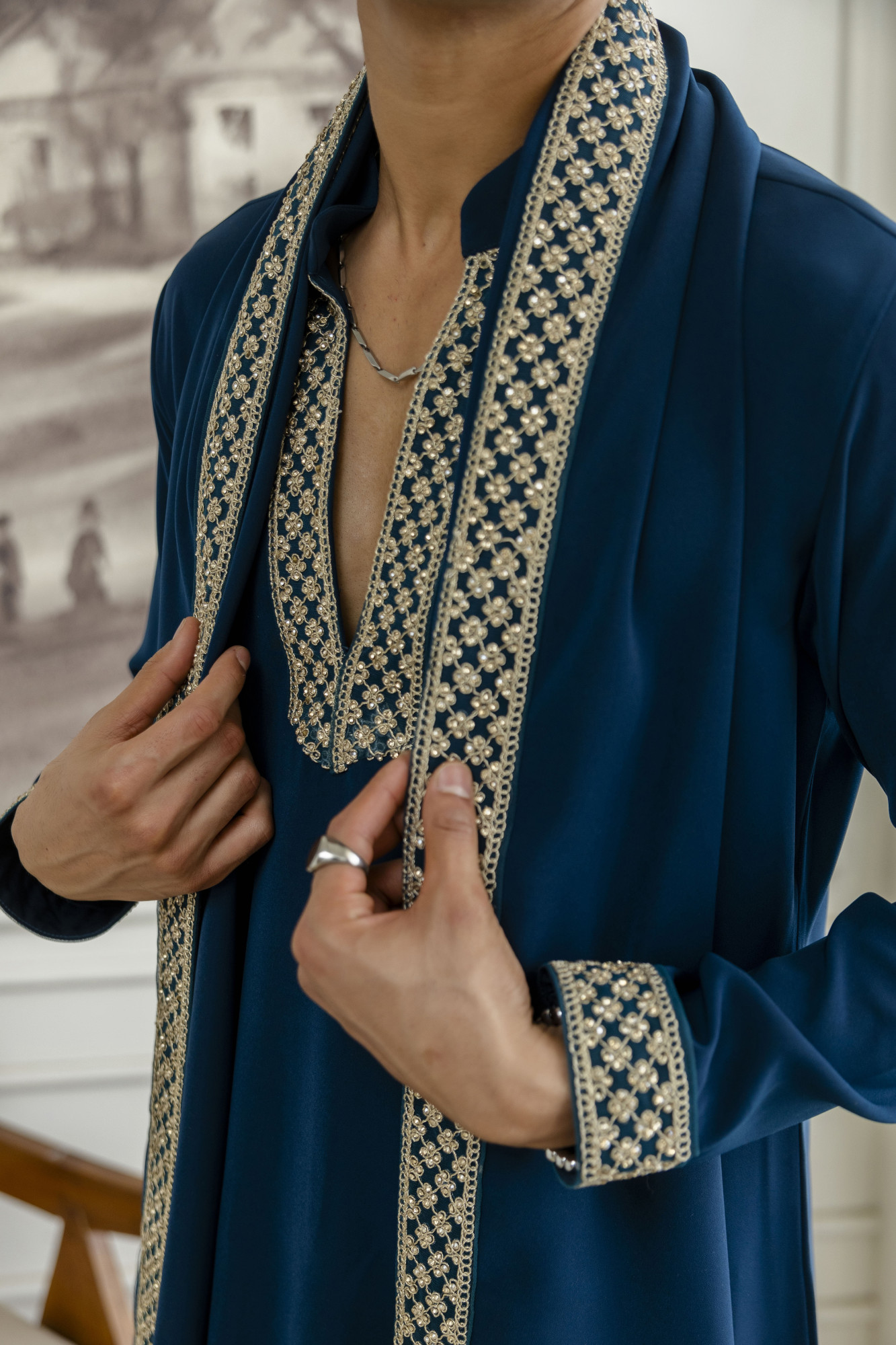 Laced Japanese Kurta With Dupatta In Teal