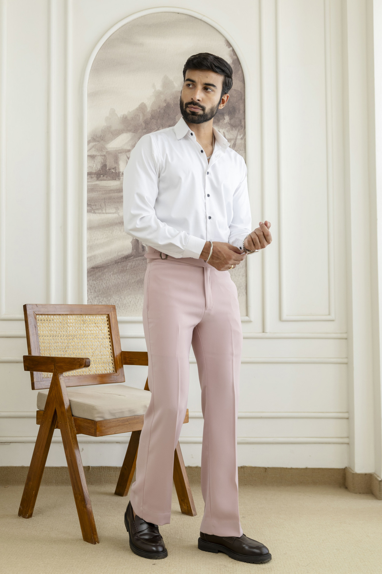 Japanese Bootcut Fit Gurkha Pants In Pink