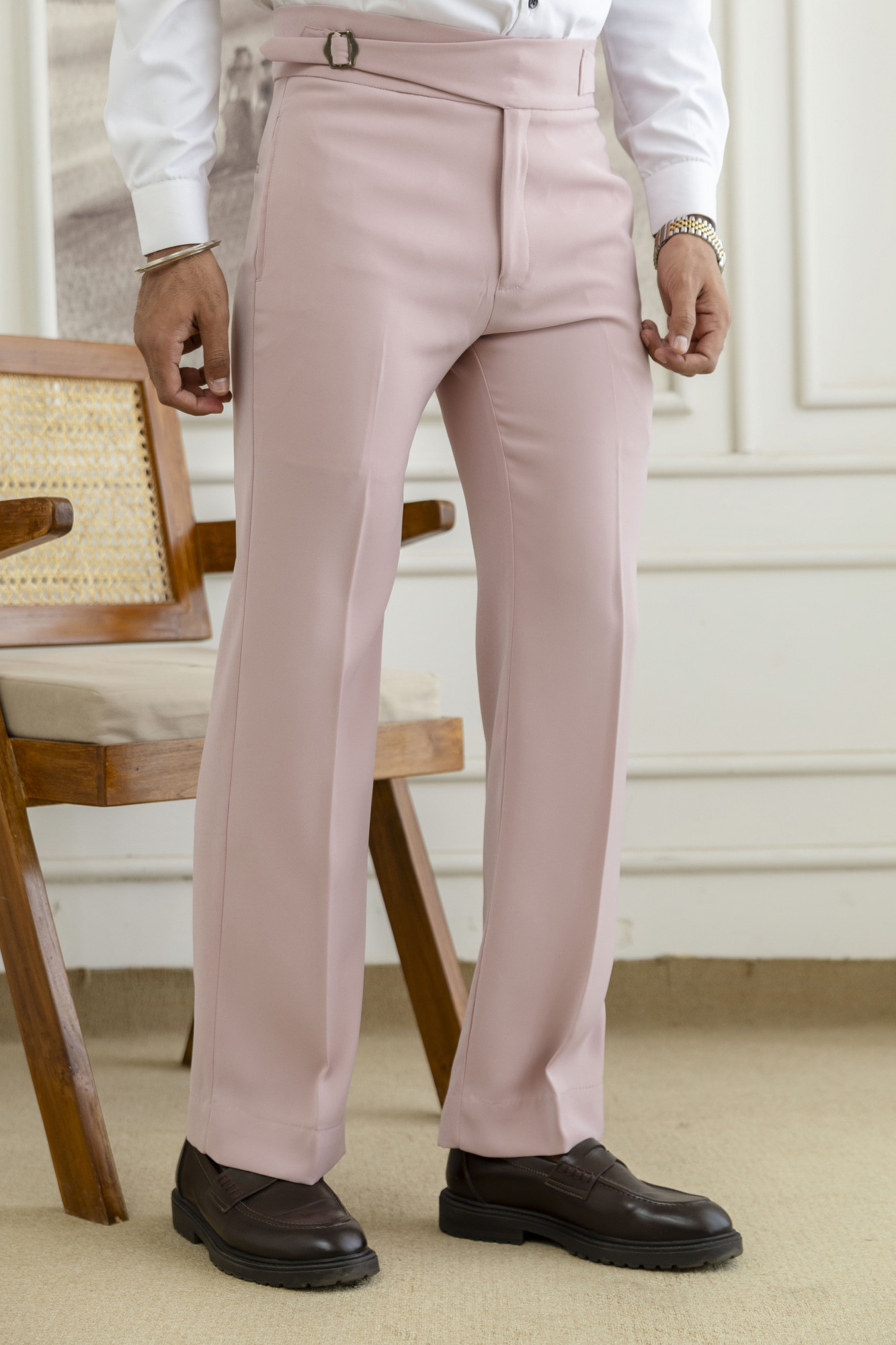 Japanese Bootcut Fit Gurkha Pants In Pink