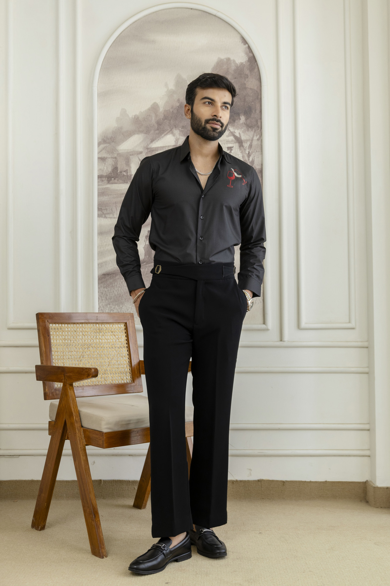 Hotfix Slim Fit Shirt In Black