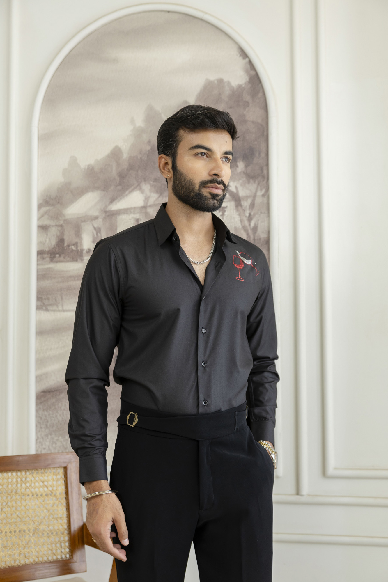 Hotfix Slim Fit Shirt In Black