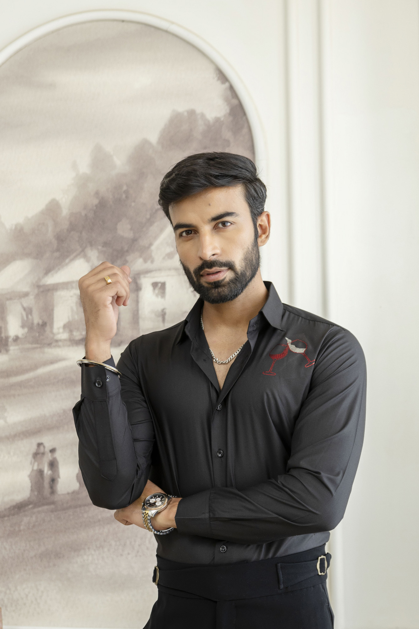 Hotfix Slim Fit Shirt In Black