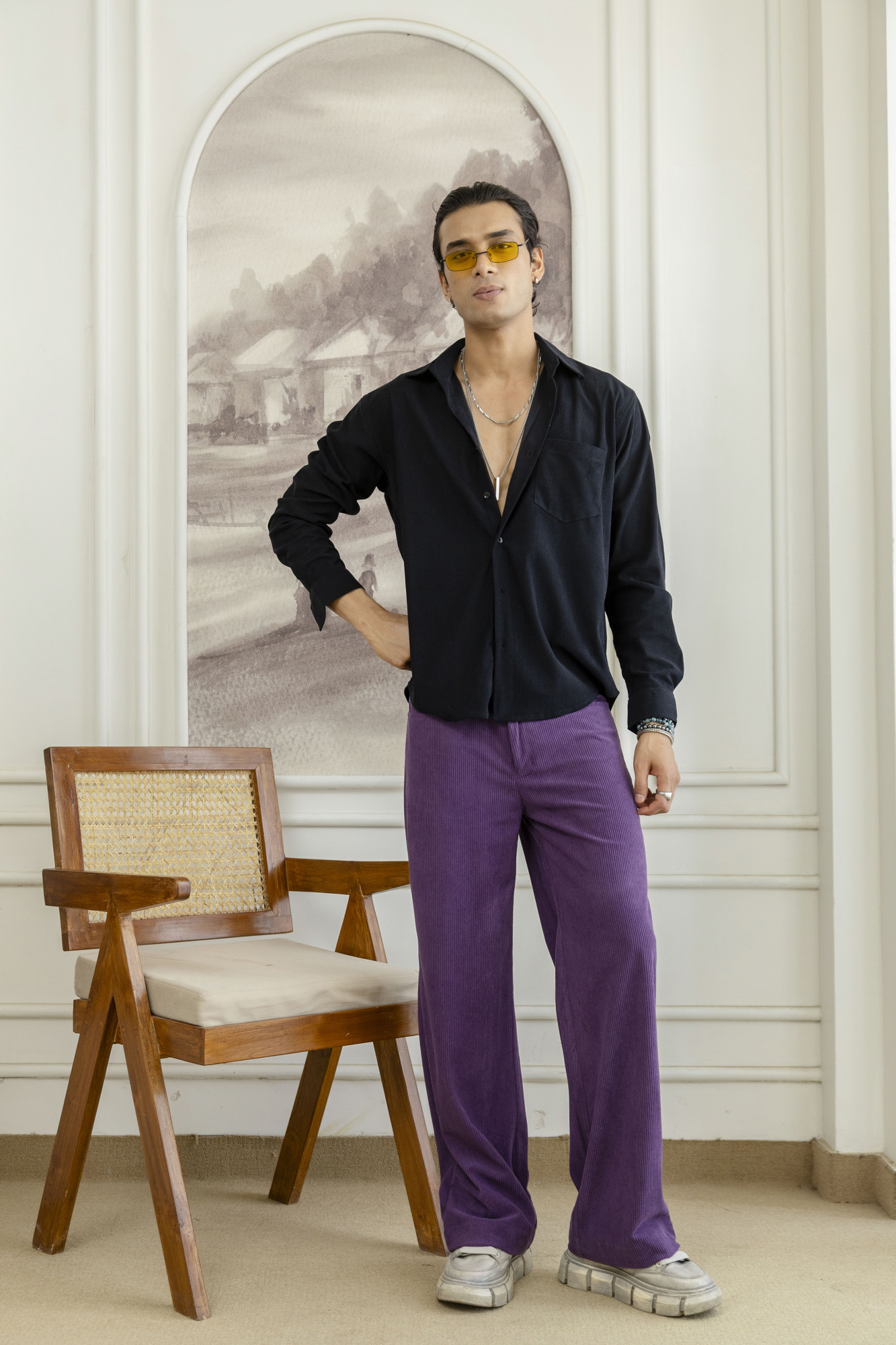 Micro Corduroy Shirt In Black