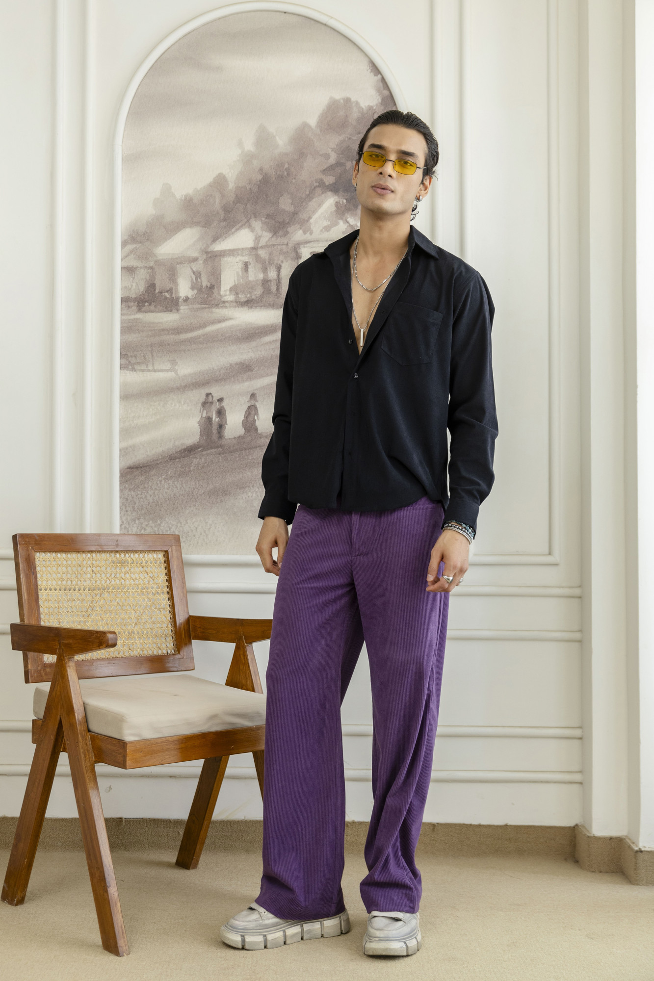 Micro Corduroy Shirt In Black