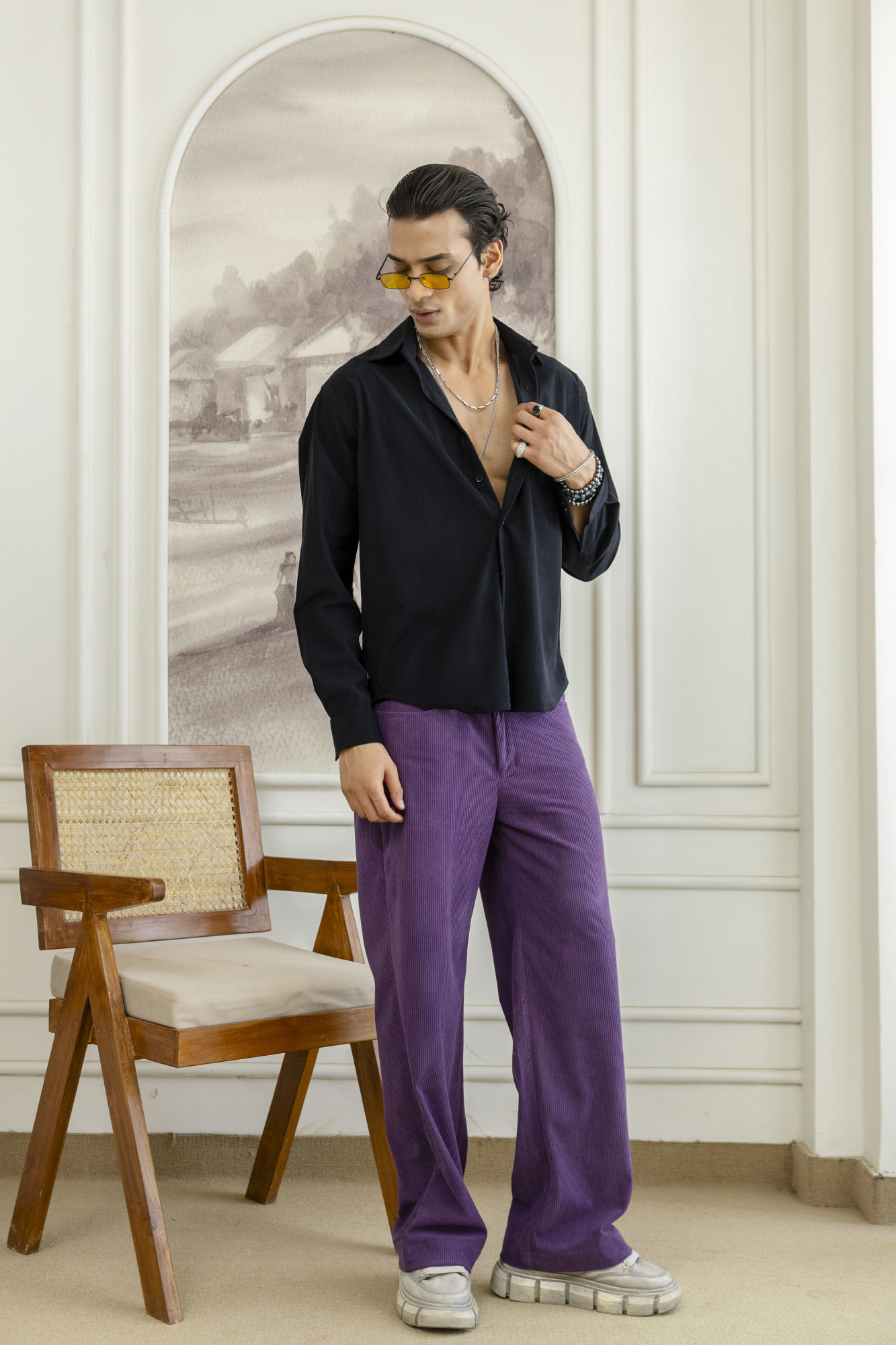 Micro Corduroy Shirt In Black