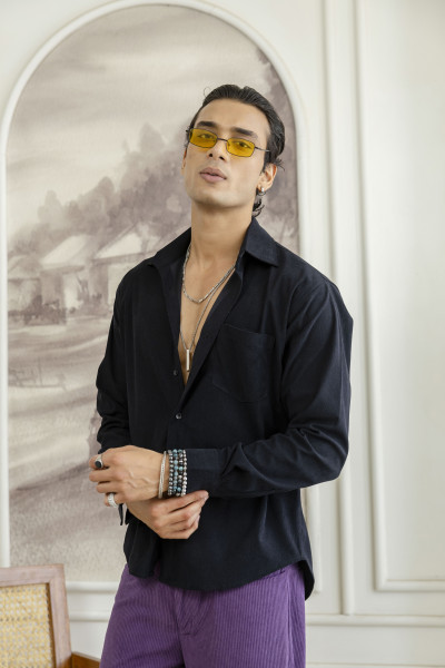 Micro Corduroy Shirt In Black