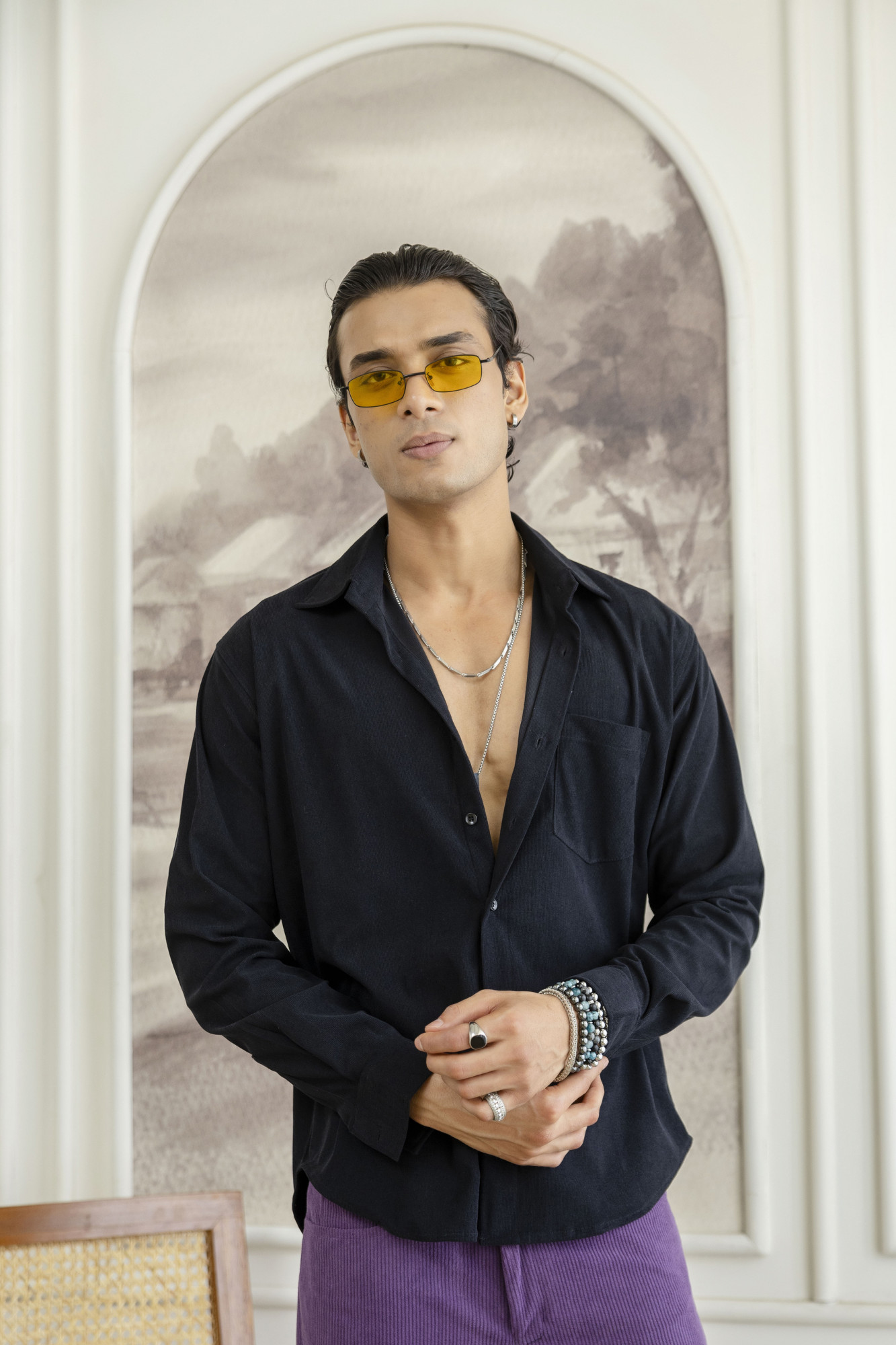 Micro Corduroy Shirt In Black