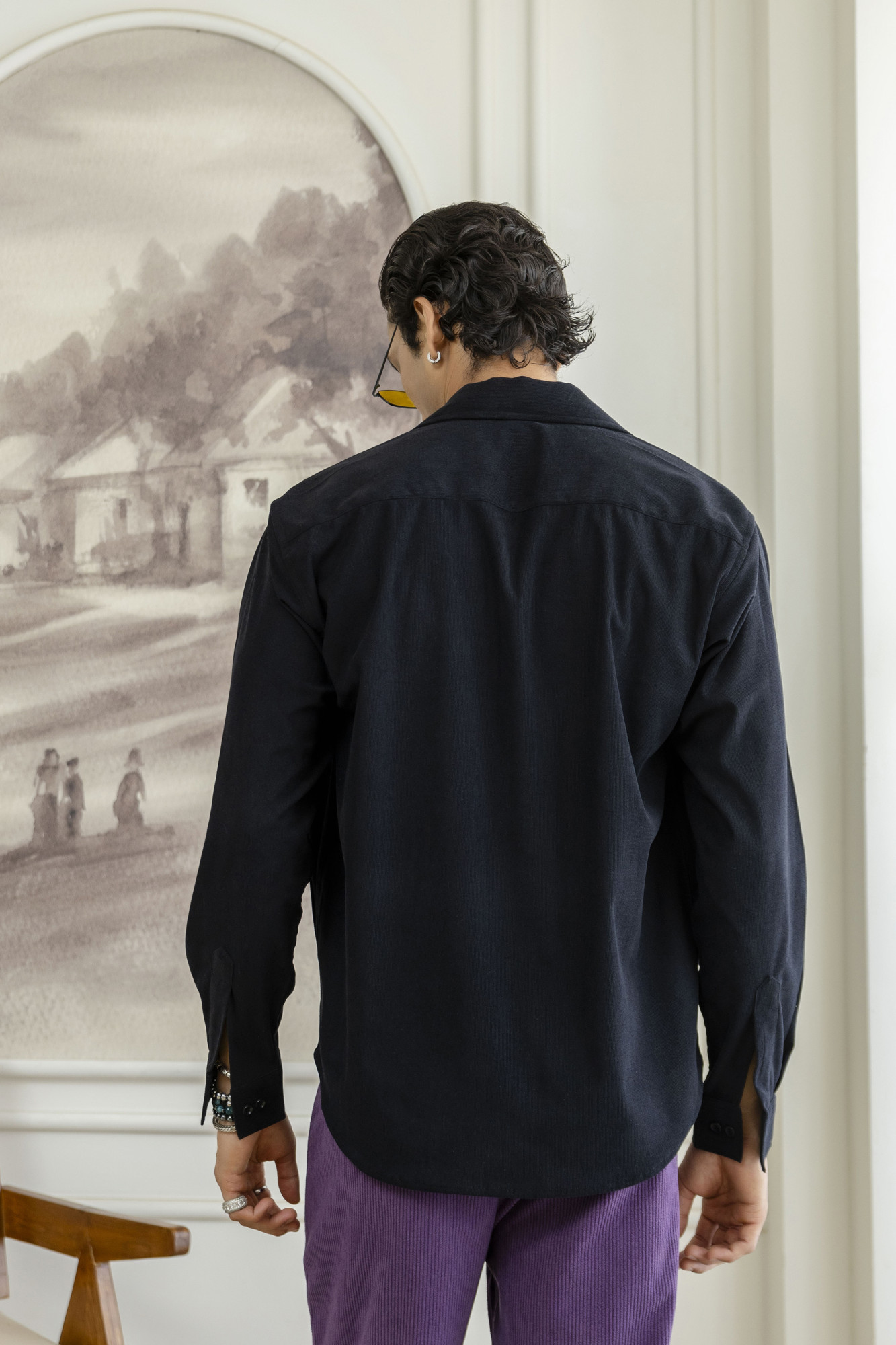 Micro Corduroy Shirt In Black