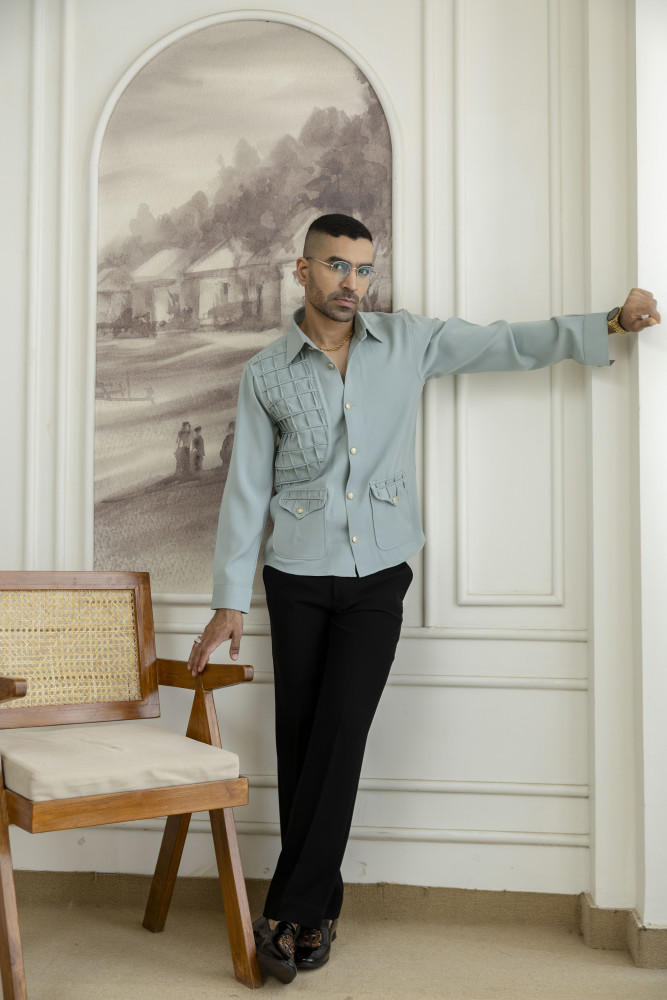 Image of Pin Box Royal Shacket In Mint