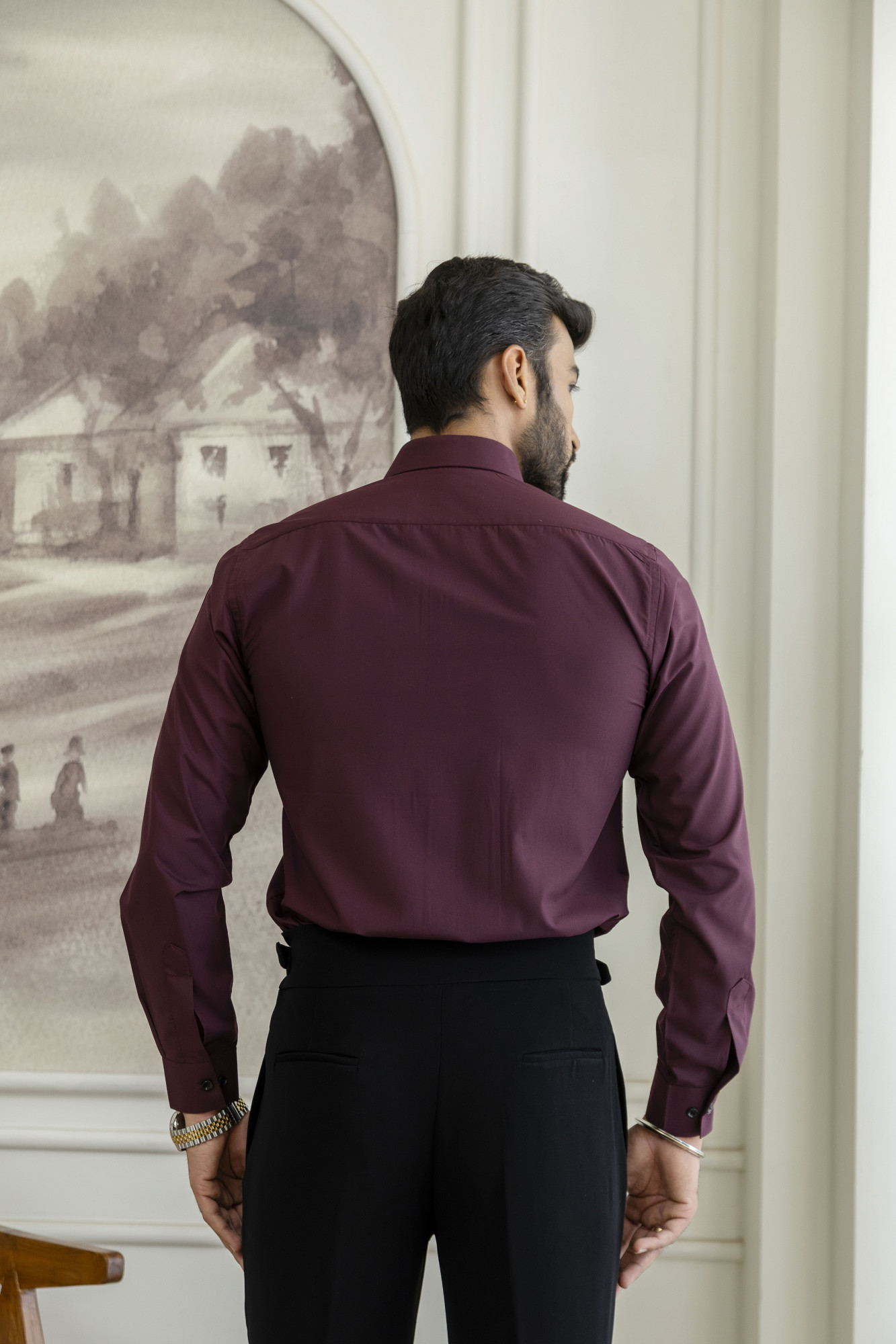 Deer Hotfix Slim Fit Shirt in Wine