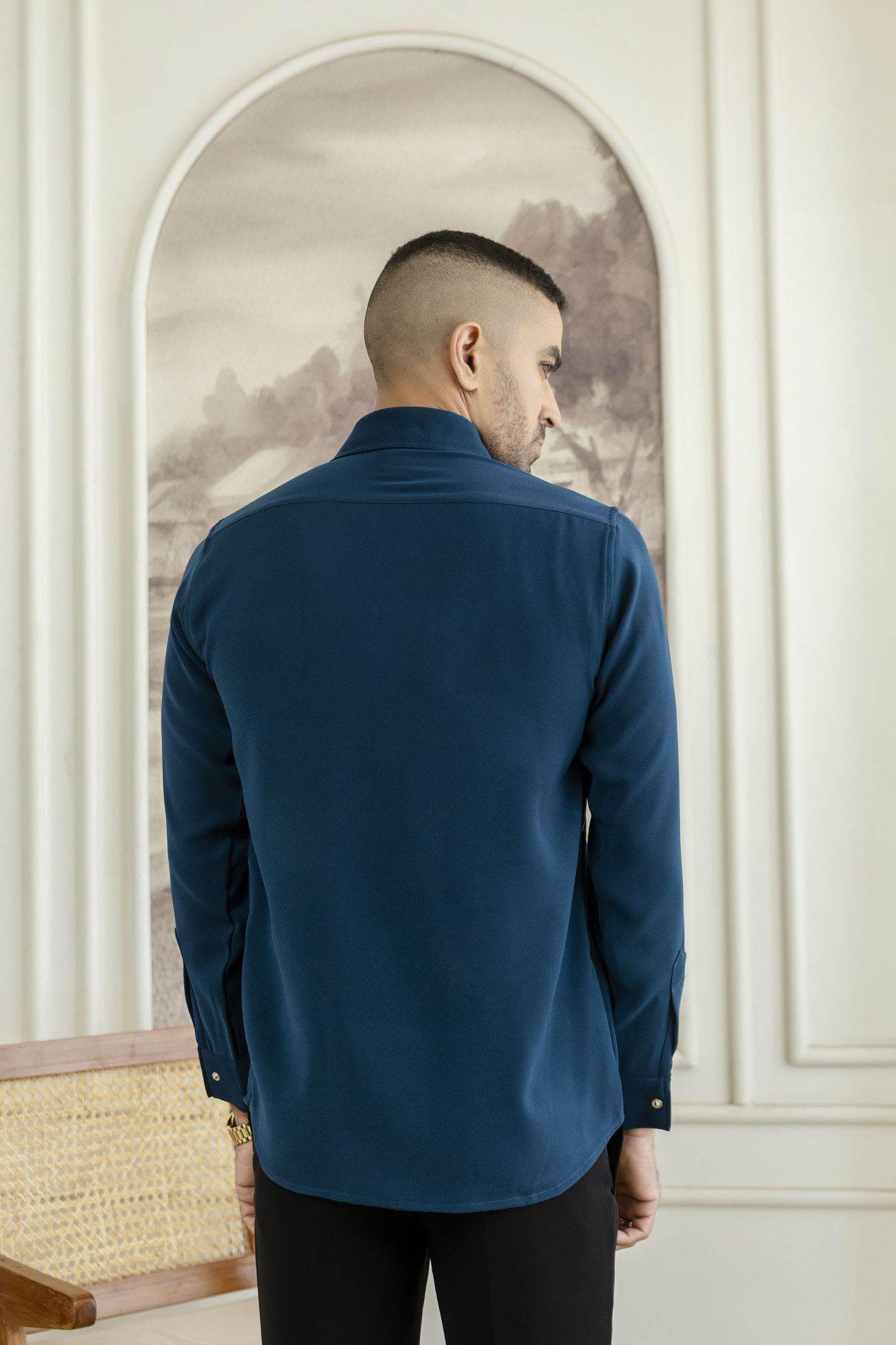 Chained Japanese Shacket In Teal