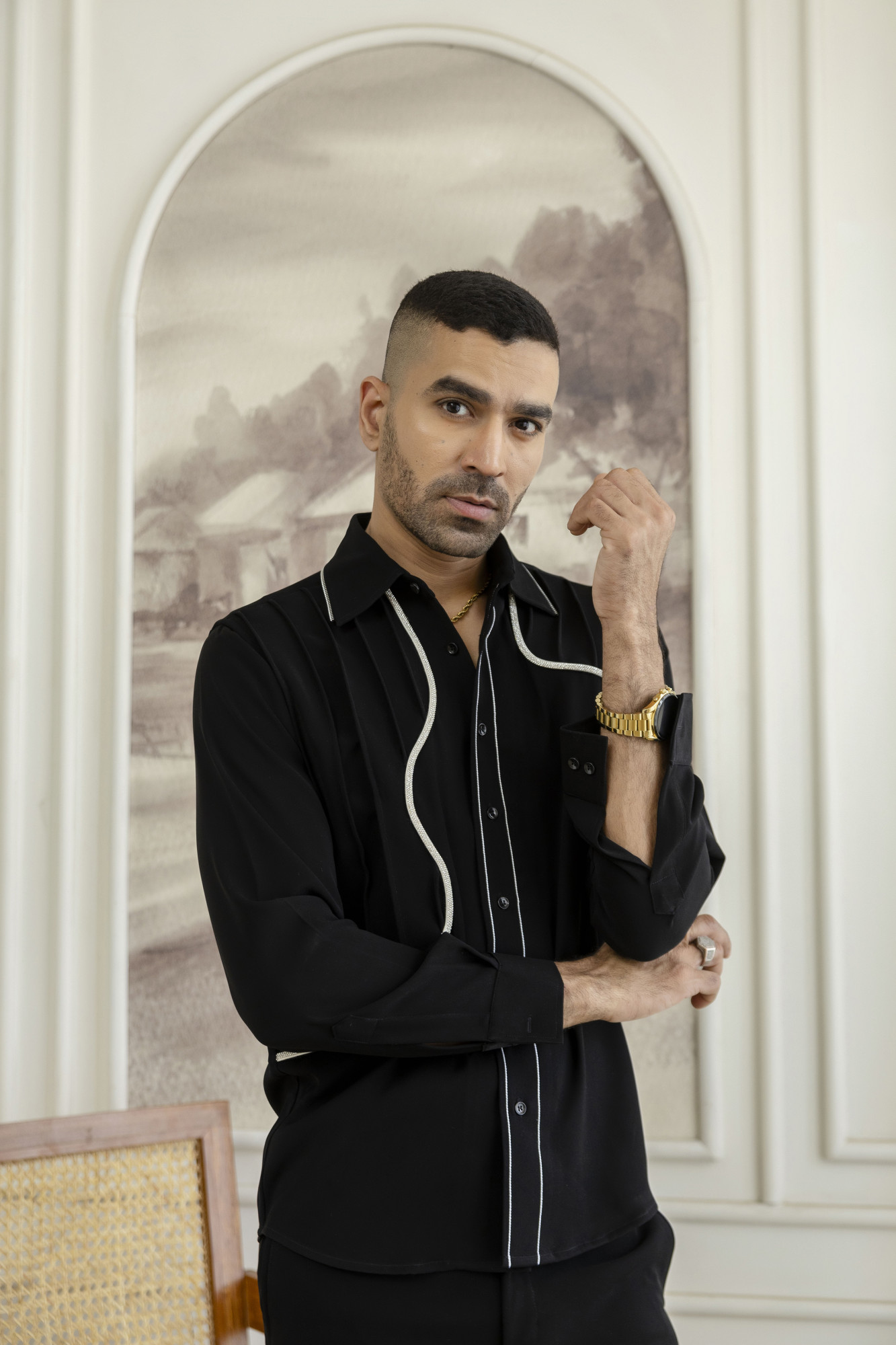 Laced Pintex Shacket In Black