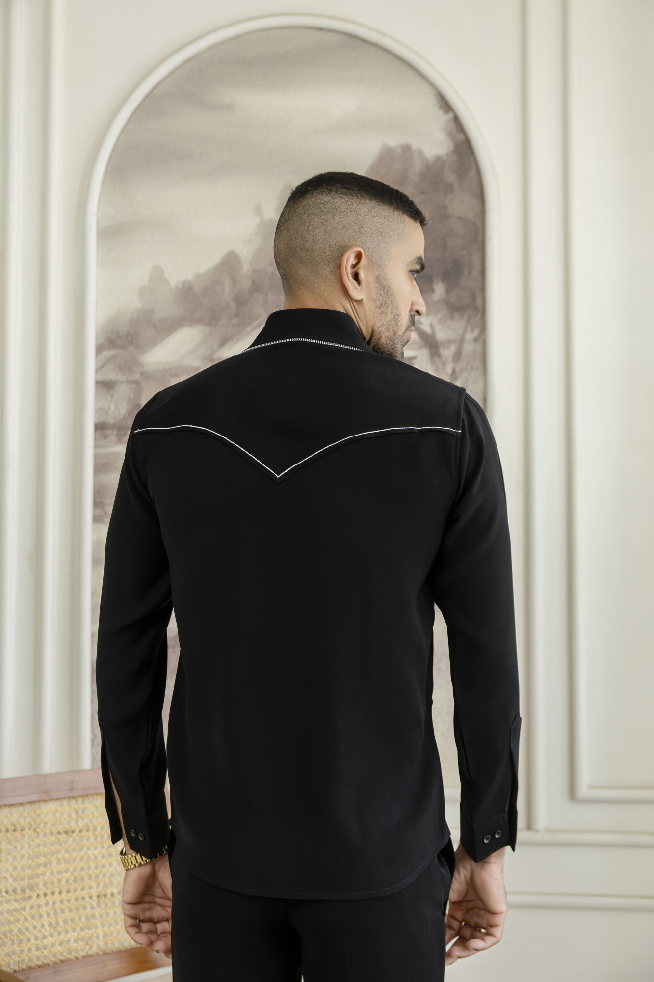 Laced Pintex Shacket In Black