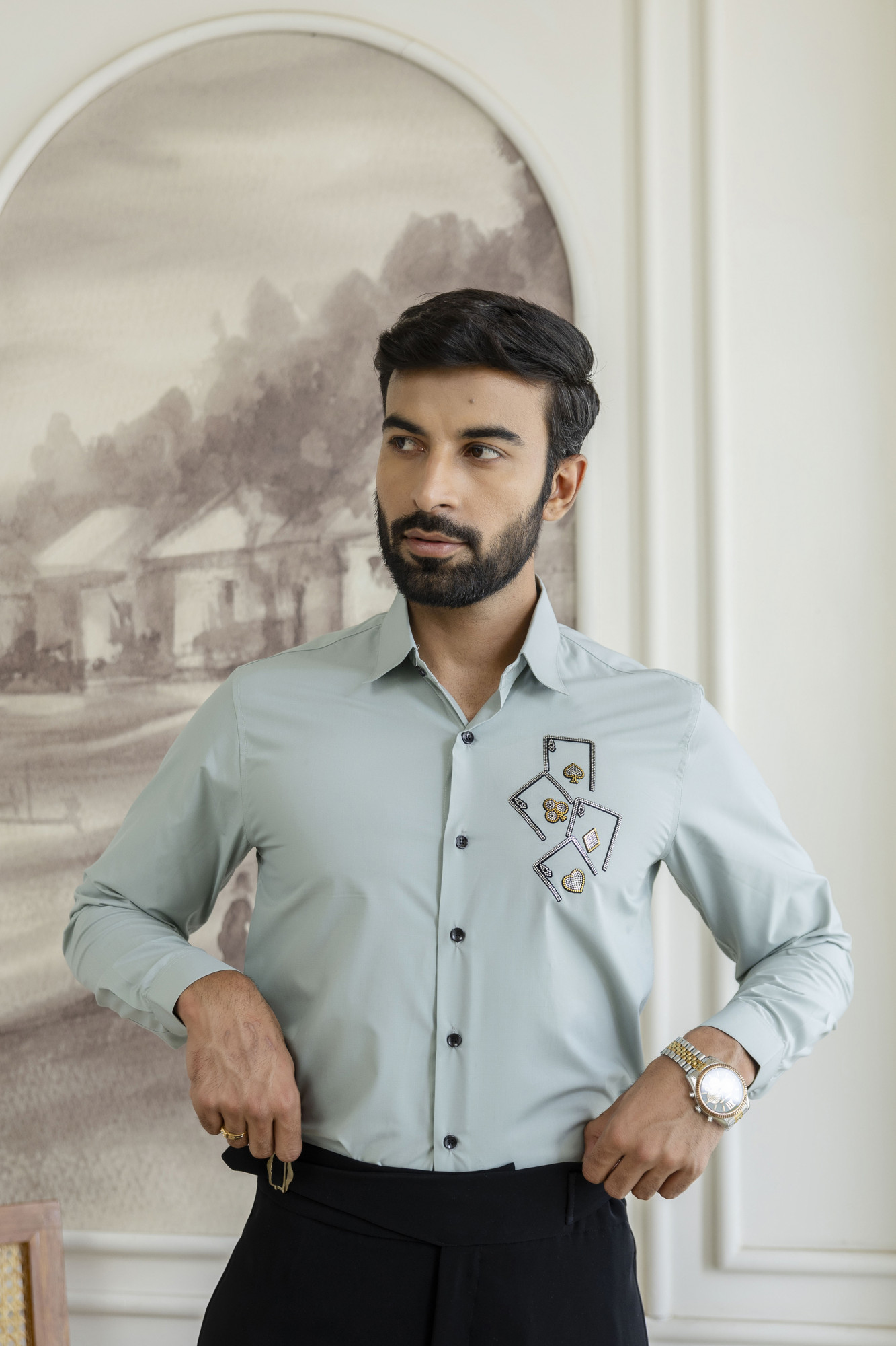 Ace Card Hotfix Slim Fit Shirt in Mint