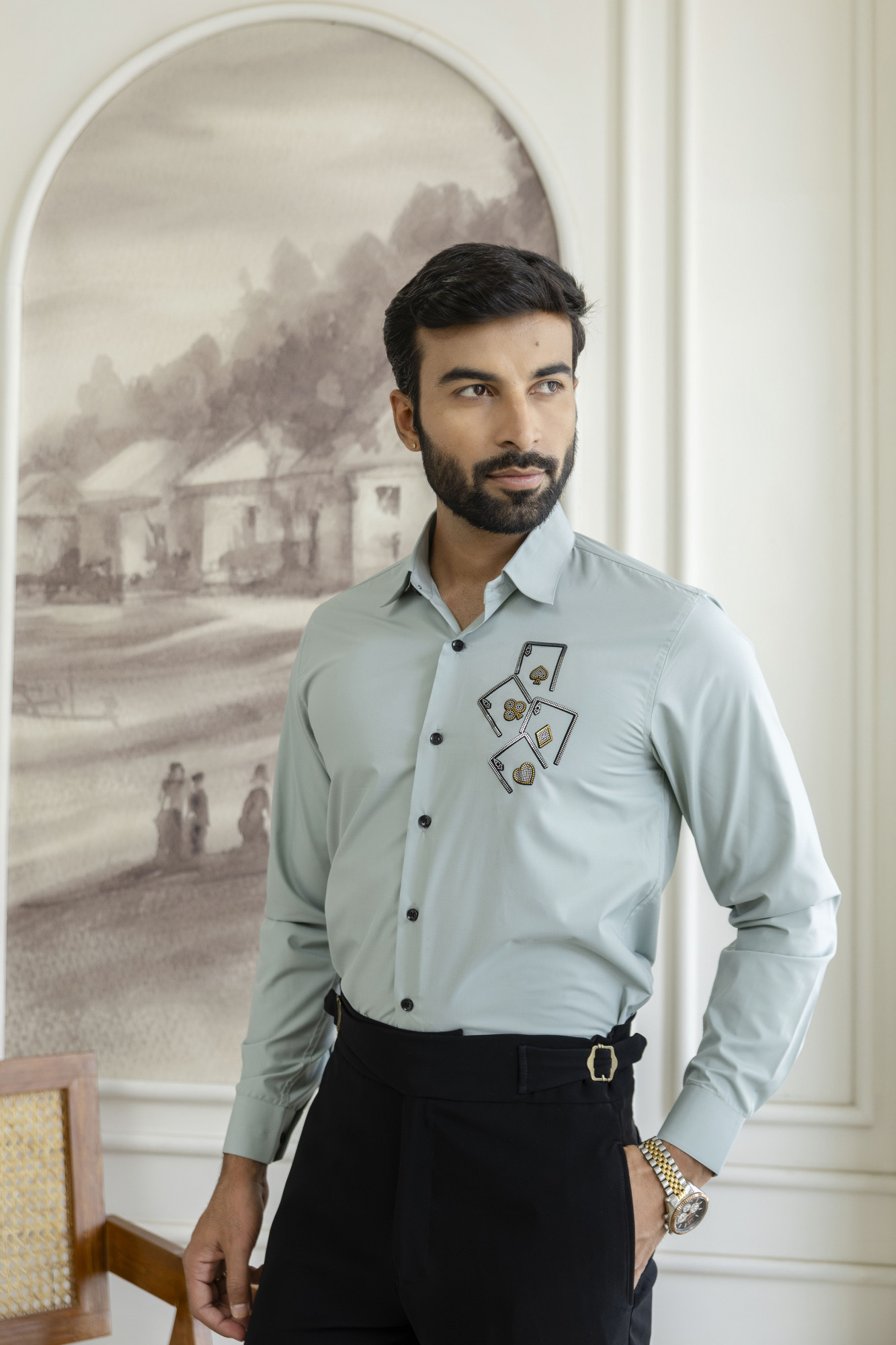 Ace Card Hotfix Slim Fit Shirt in Mint