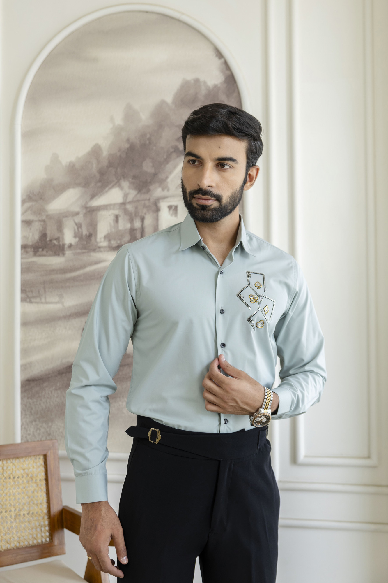 Ace Card Hotfix Slim Fit Shirt in Mint