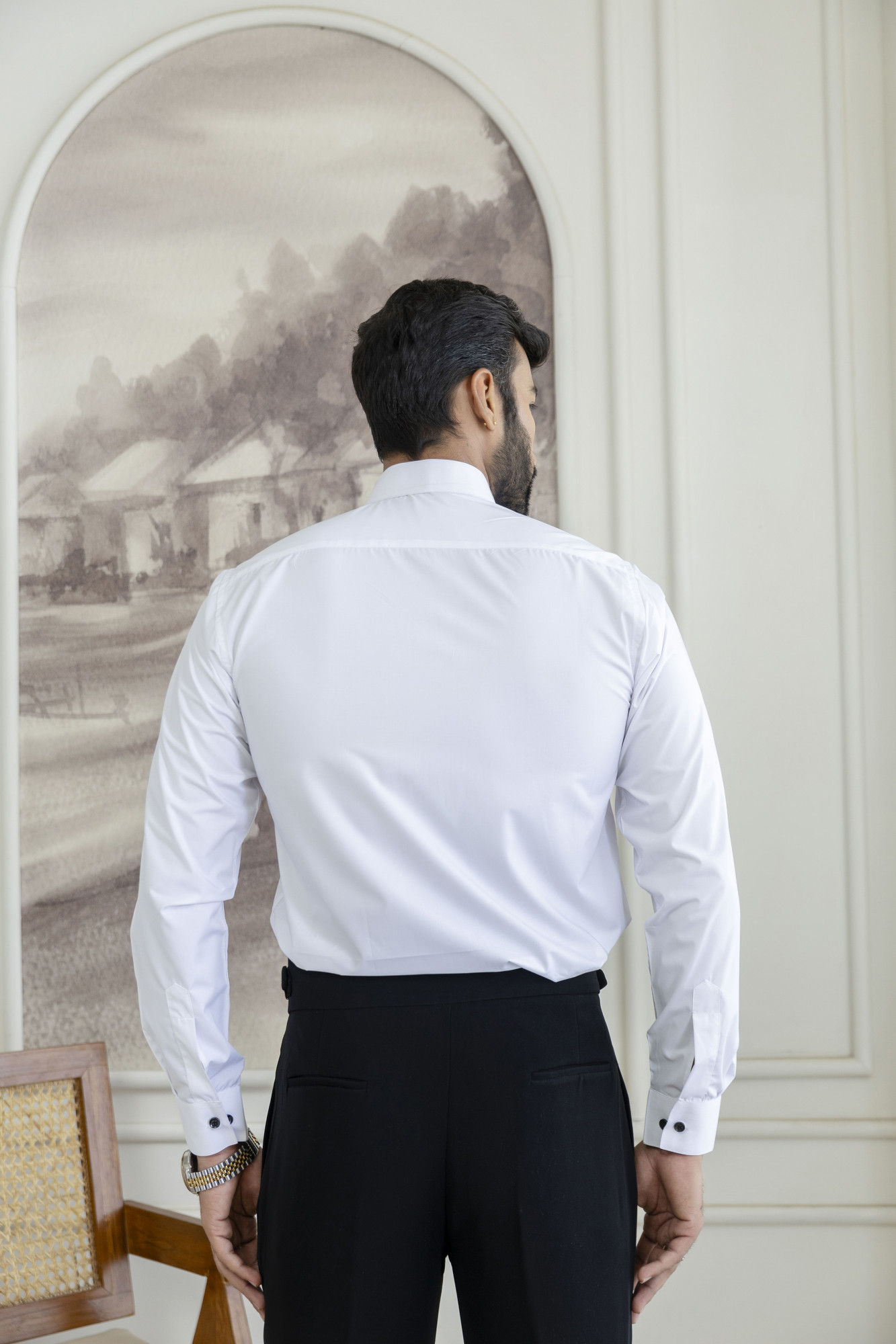 Sea Horse Hotfix Giza Cotton Shirt in White