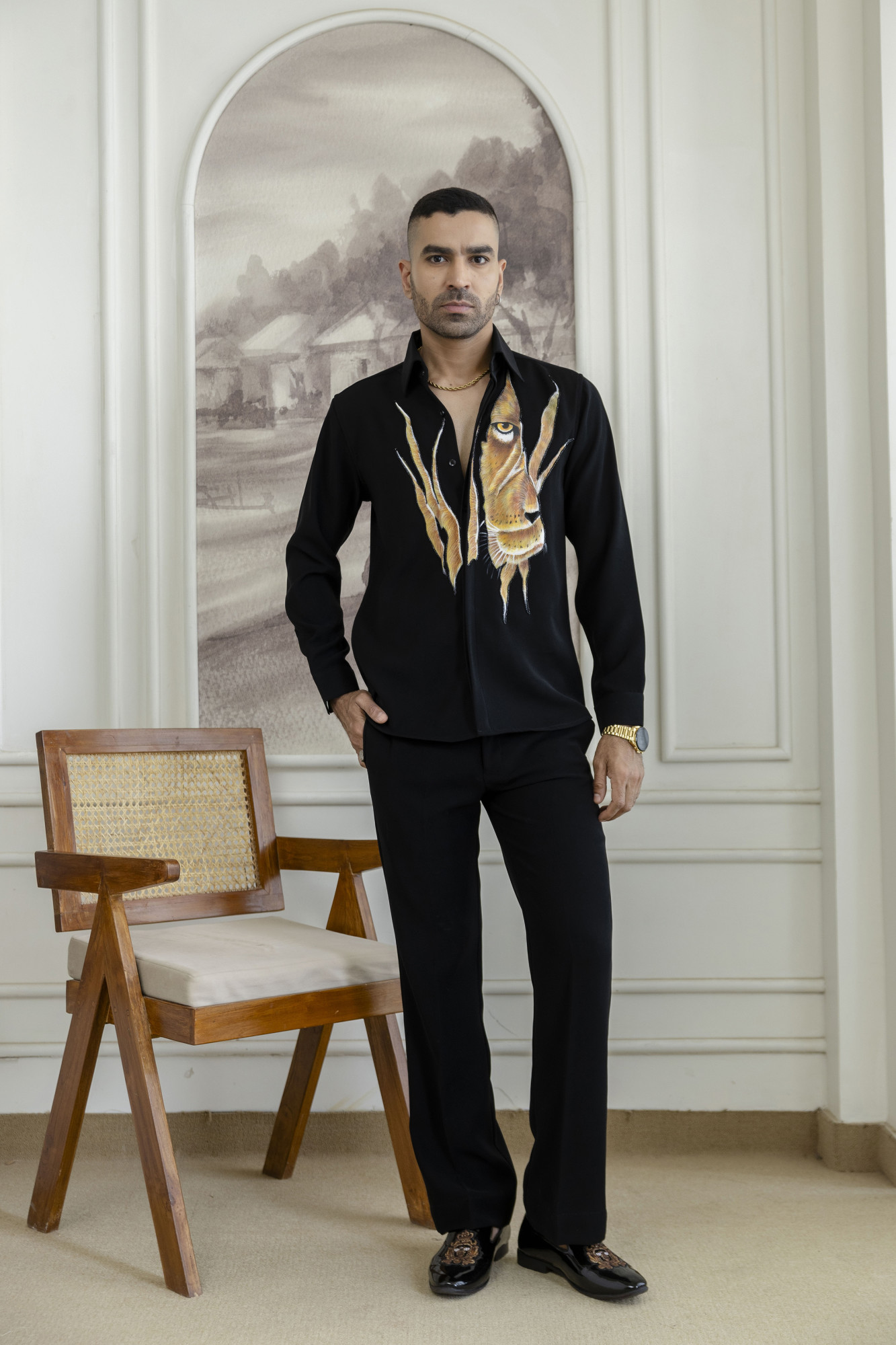 Japanese Lion Handpainted Shirt